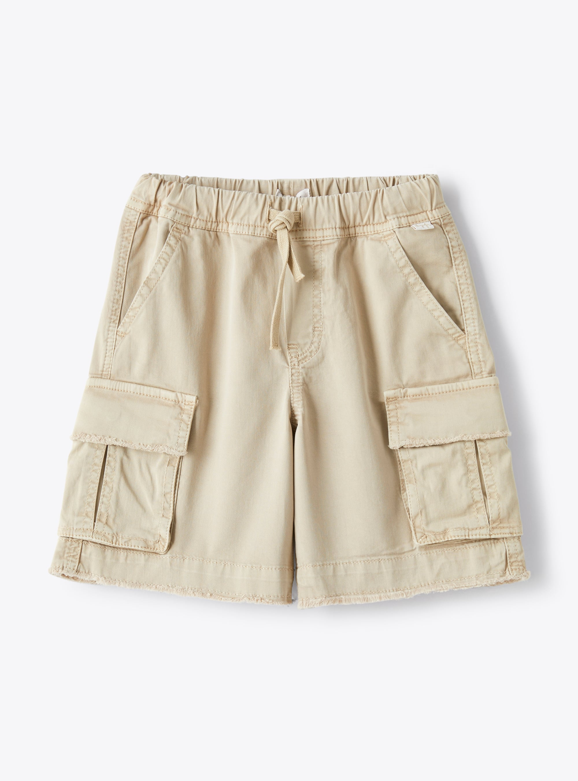 Cargo-style bermuda shorts in oatmeal-coloured stretch gabardine - Brown | Il Gufo