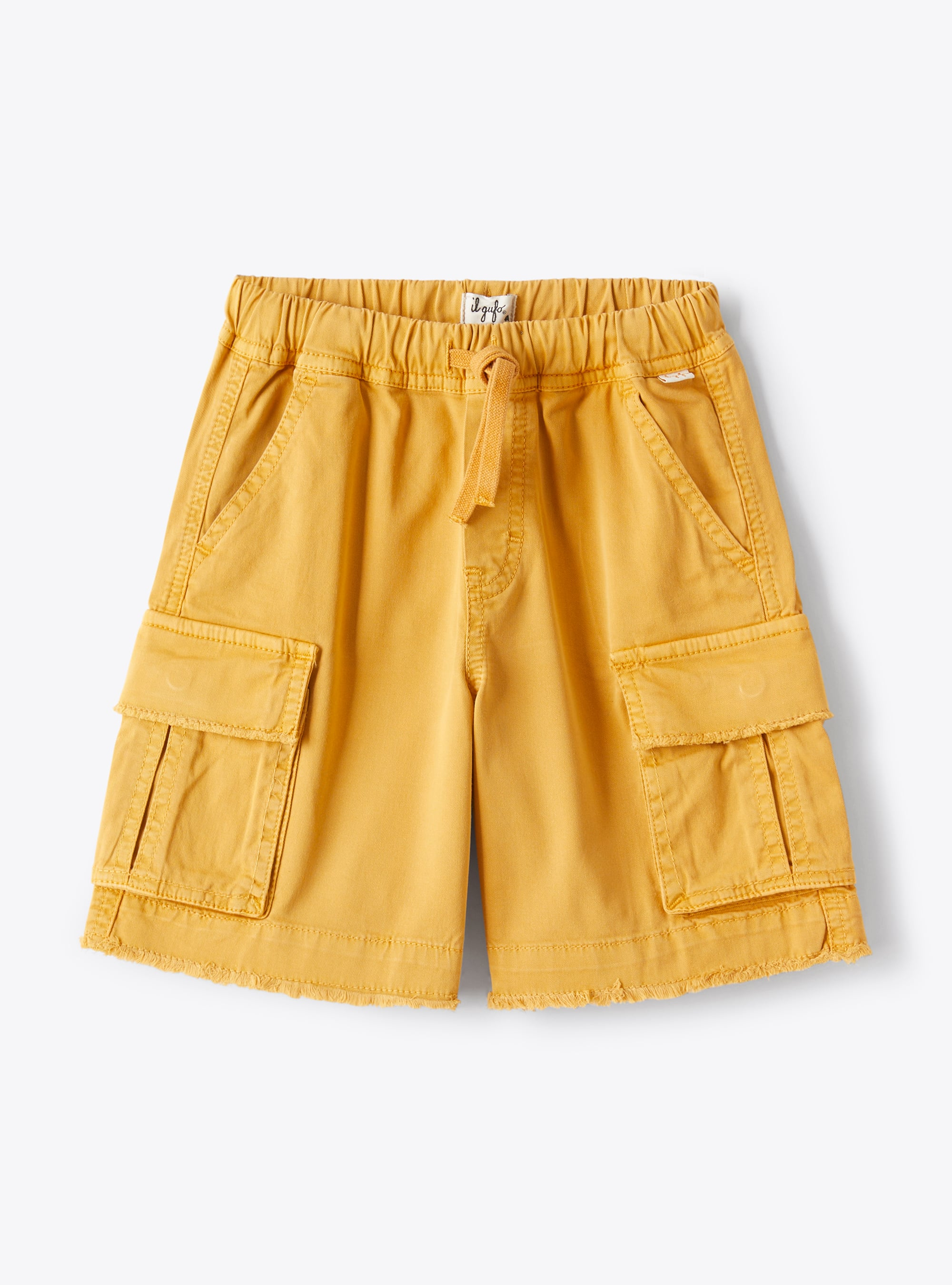 Cargo-style bermuda shorts in cinnamon stretch gabardine - Trousers - Il Gufo
