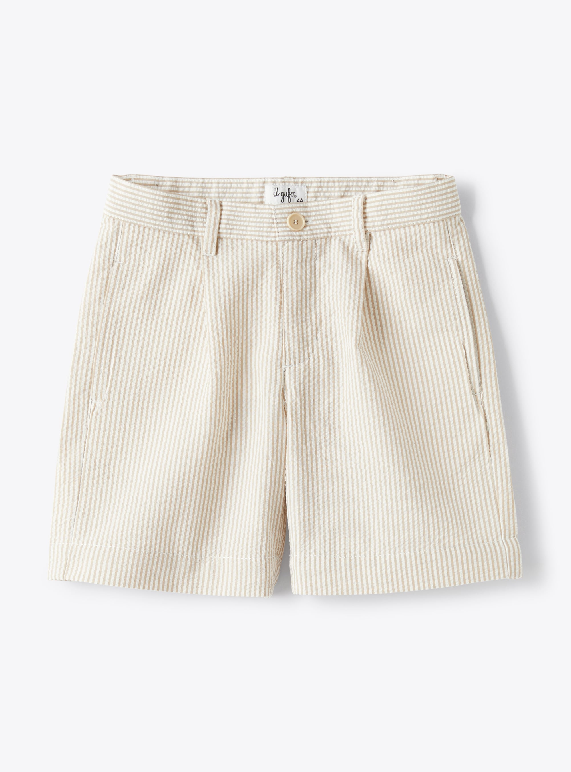 Bermuda shorts in beige-&-white striped seersucker - Trousers - Il Gufo