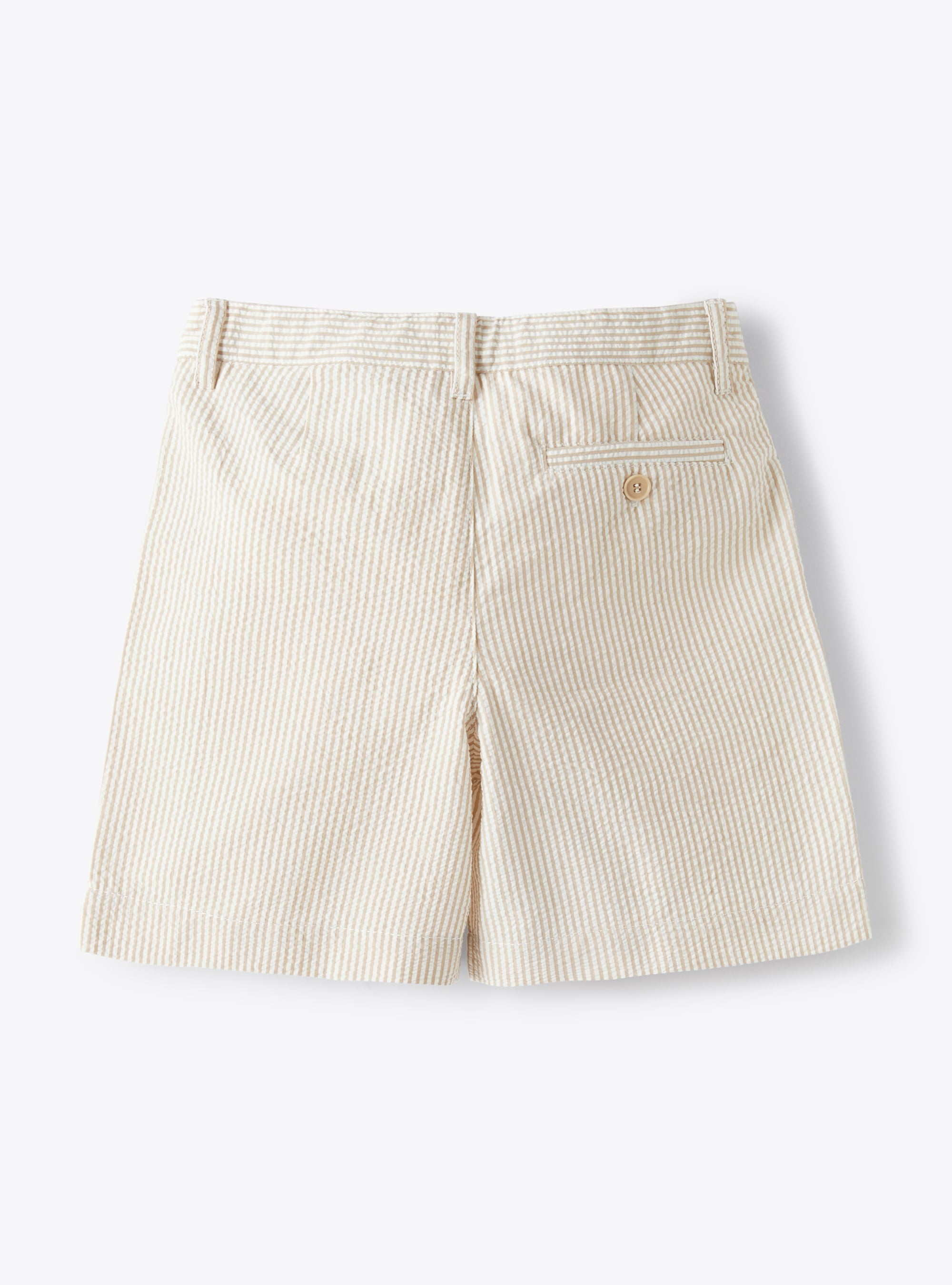 Bermuda shorts in beige-&-white striped seersucker - Beige | Il Gufo