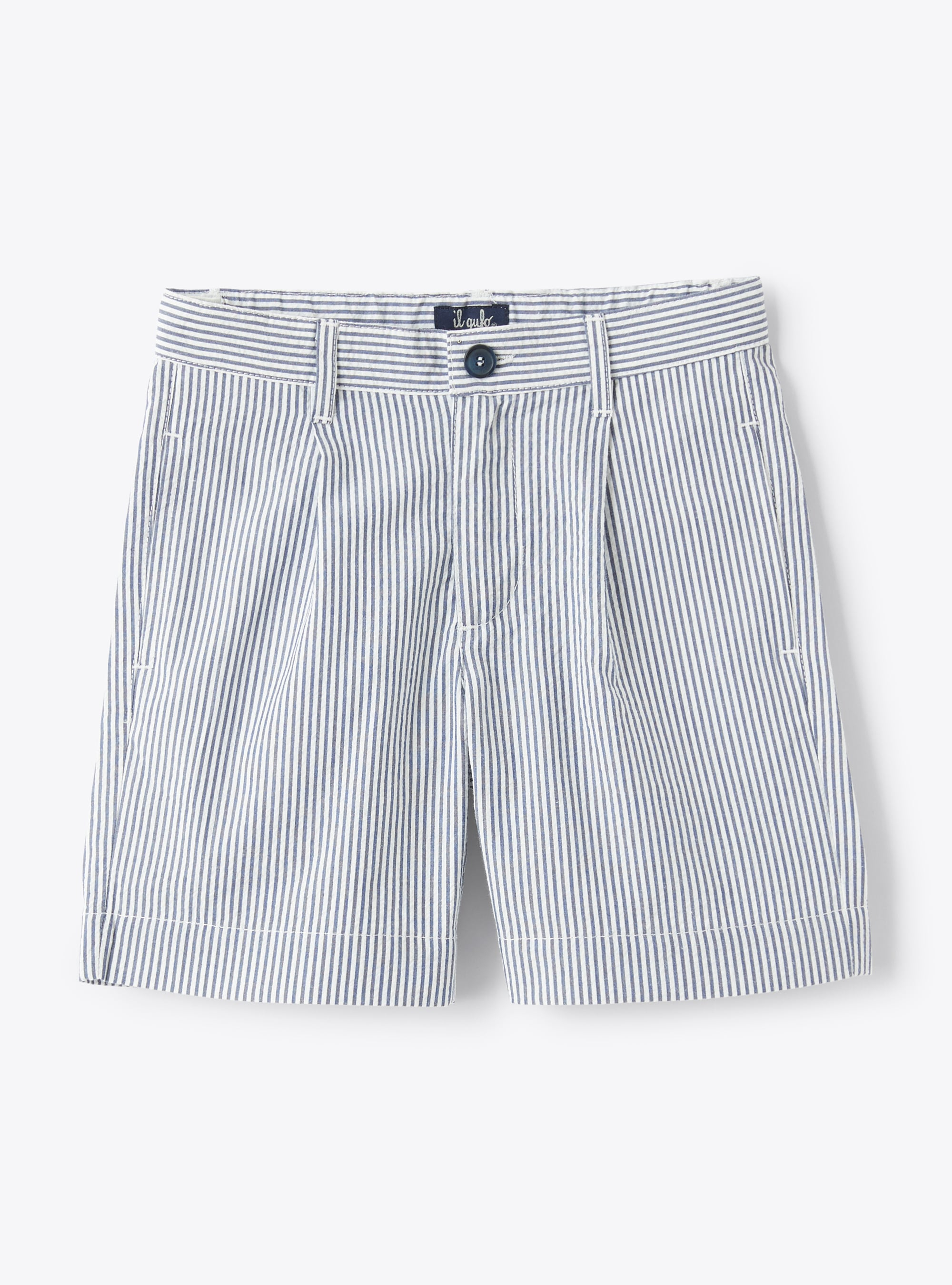 Bermuda shorts in blue-&-white striped seersucker - Trousers - Il Gufo