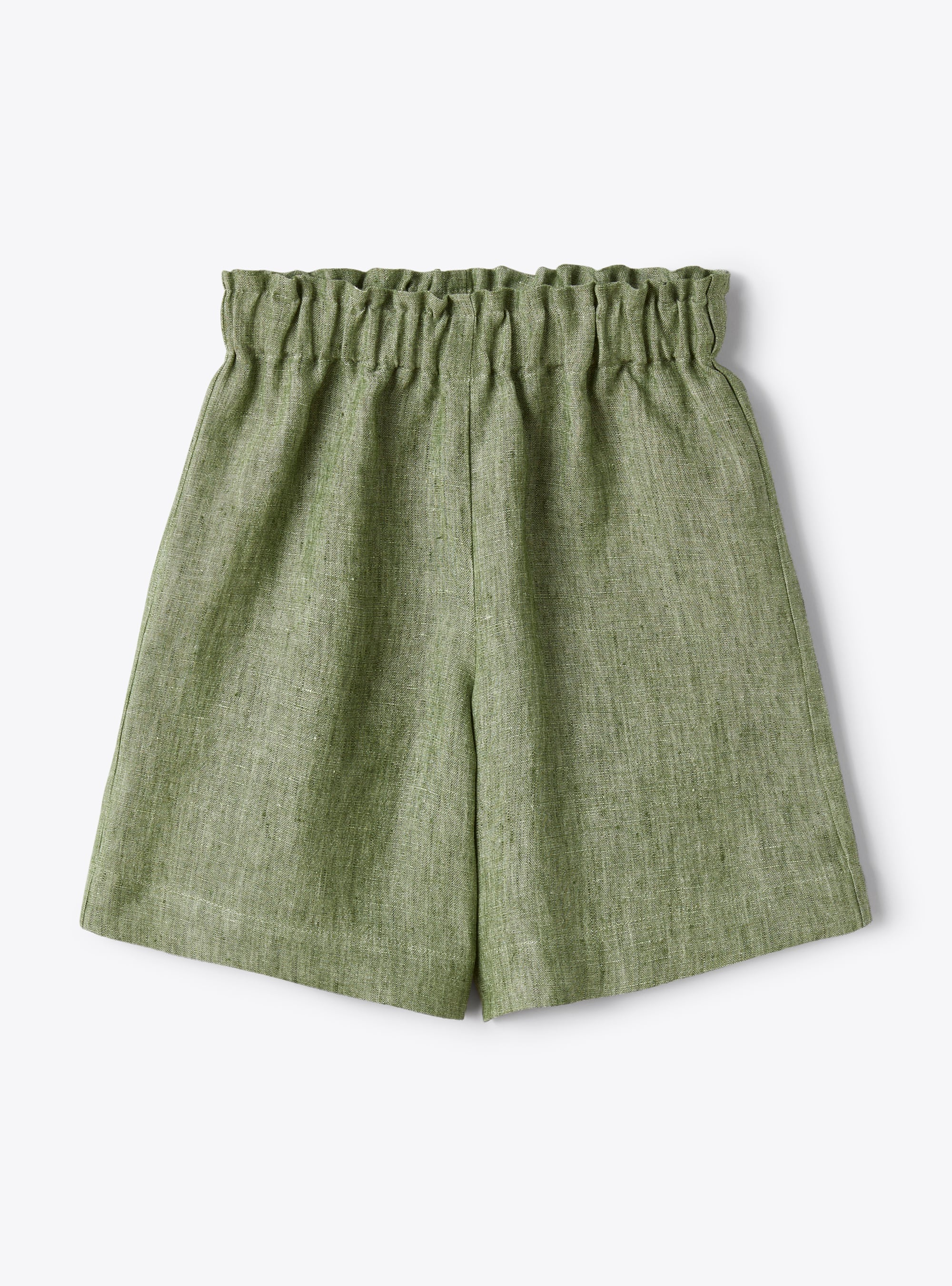 Bermuda en lin chiné vert sauge - Pantalons - Il Gufo