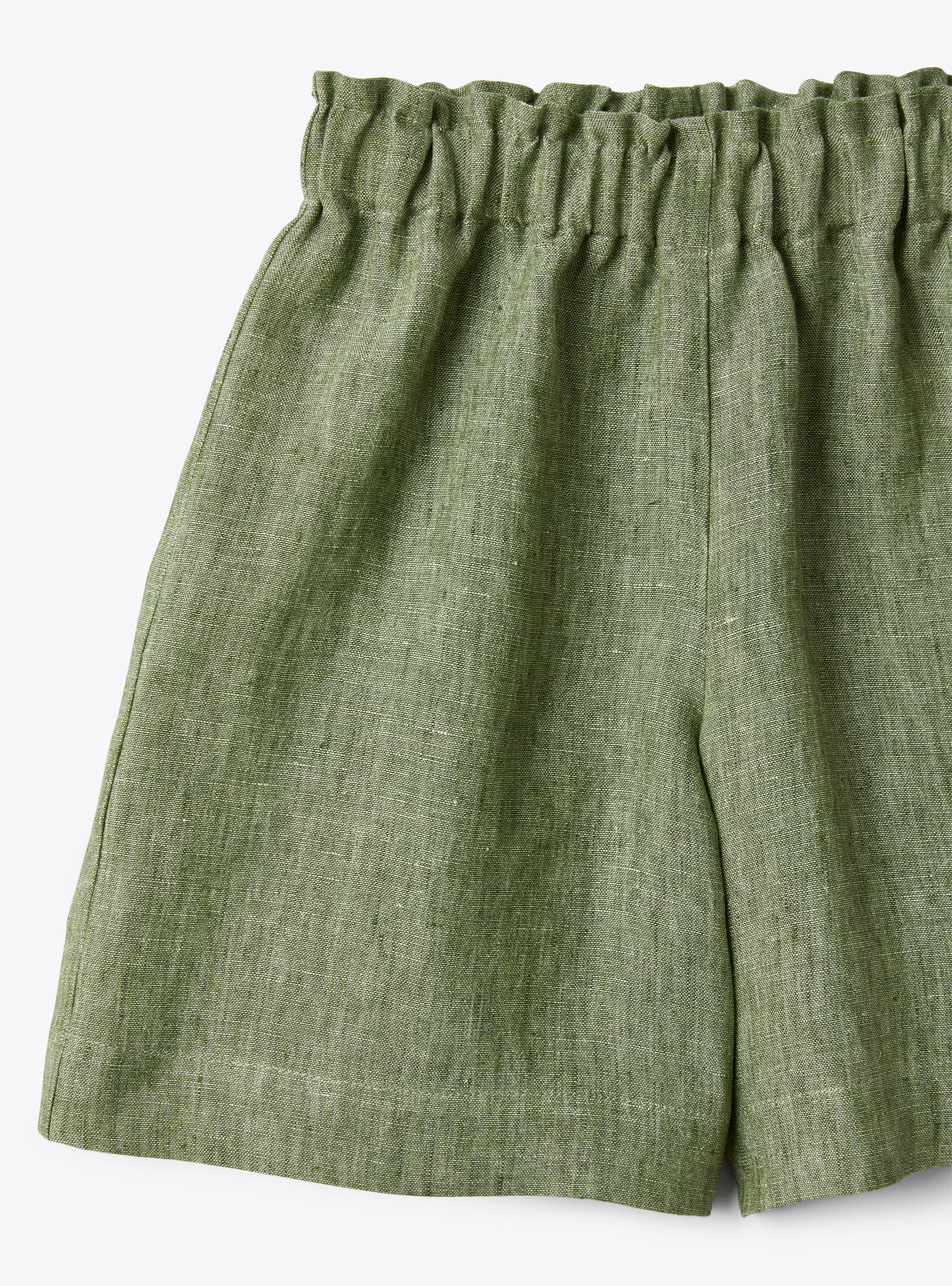 Льняные бермуды цвета шалфея с меланжевым эффектом - Зеленый | Il Gufo