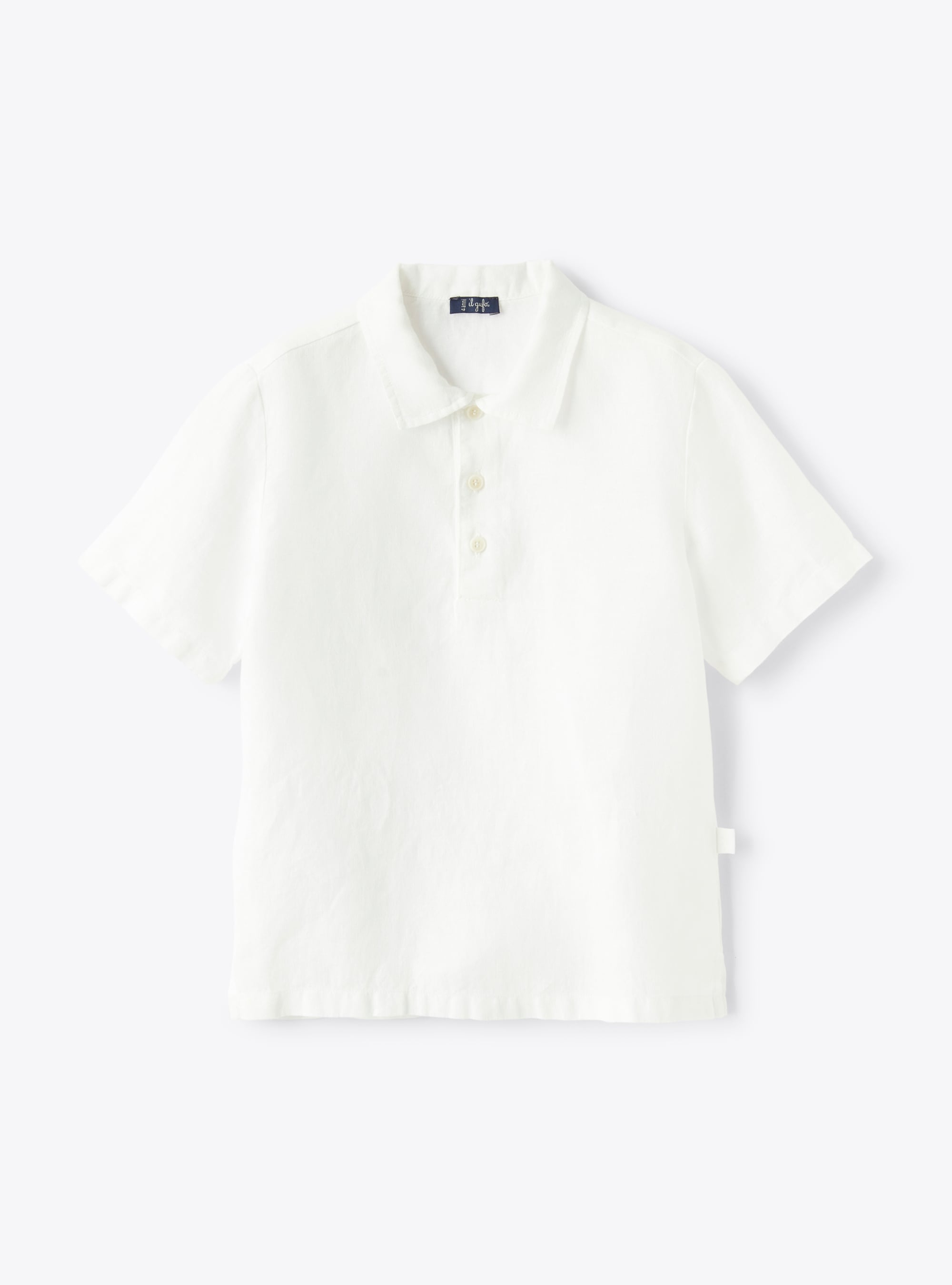 Camicia con collo alla coreana in lino - Bianco | Il Gufo