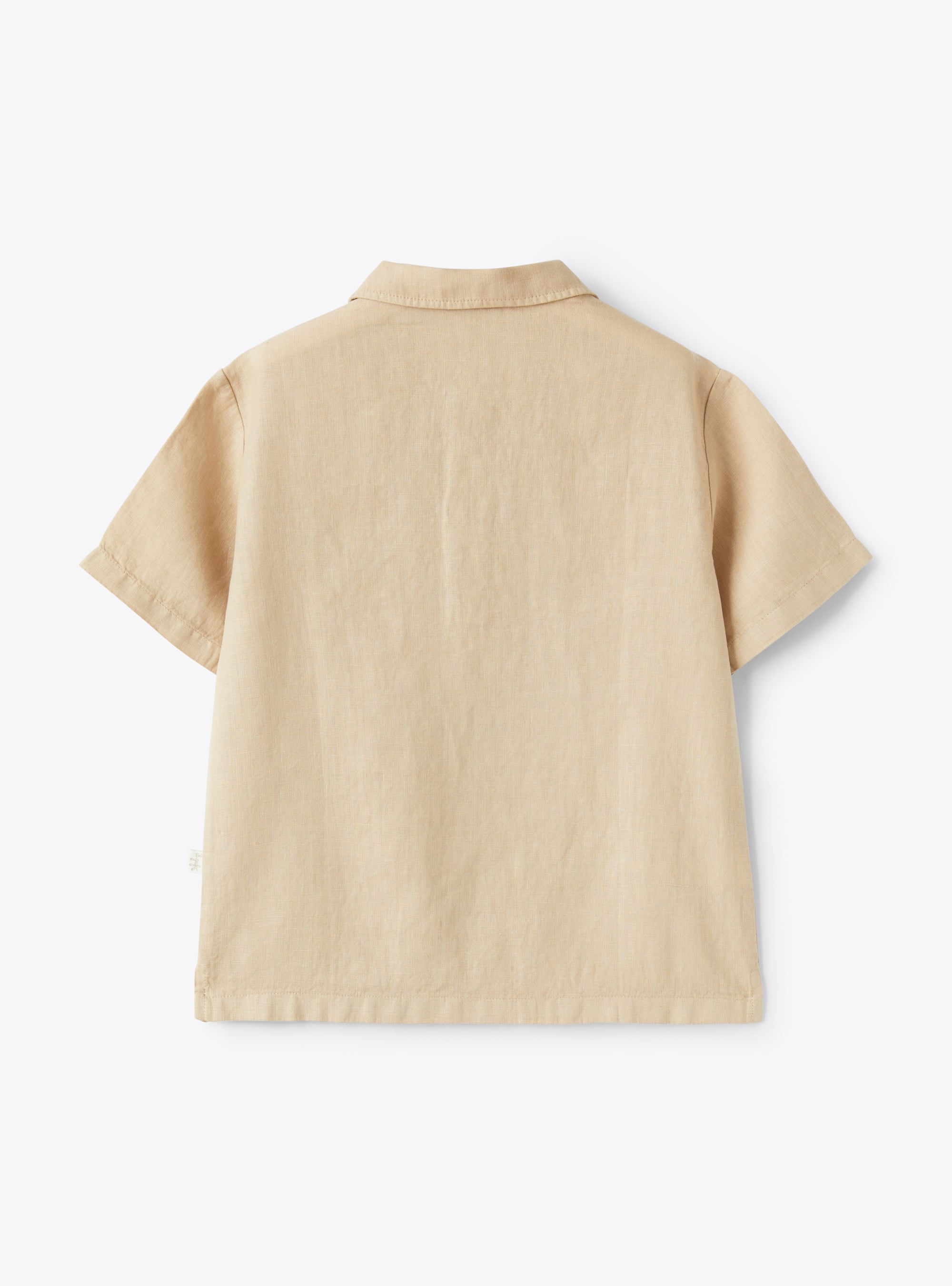 Льняная рубашка с воротником-стойкой - Коричневый | Il Gufo