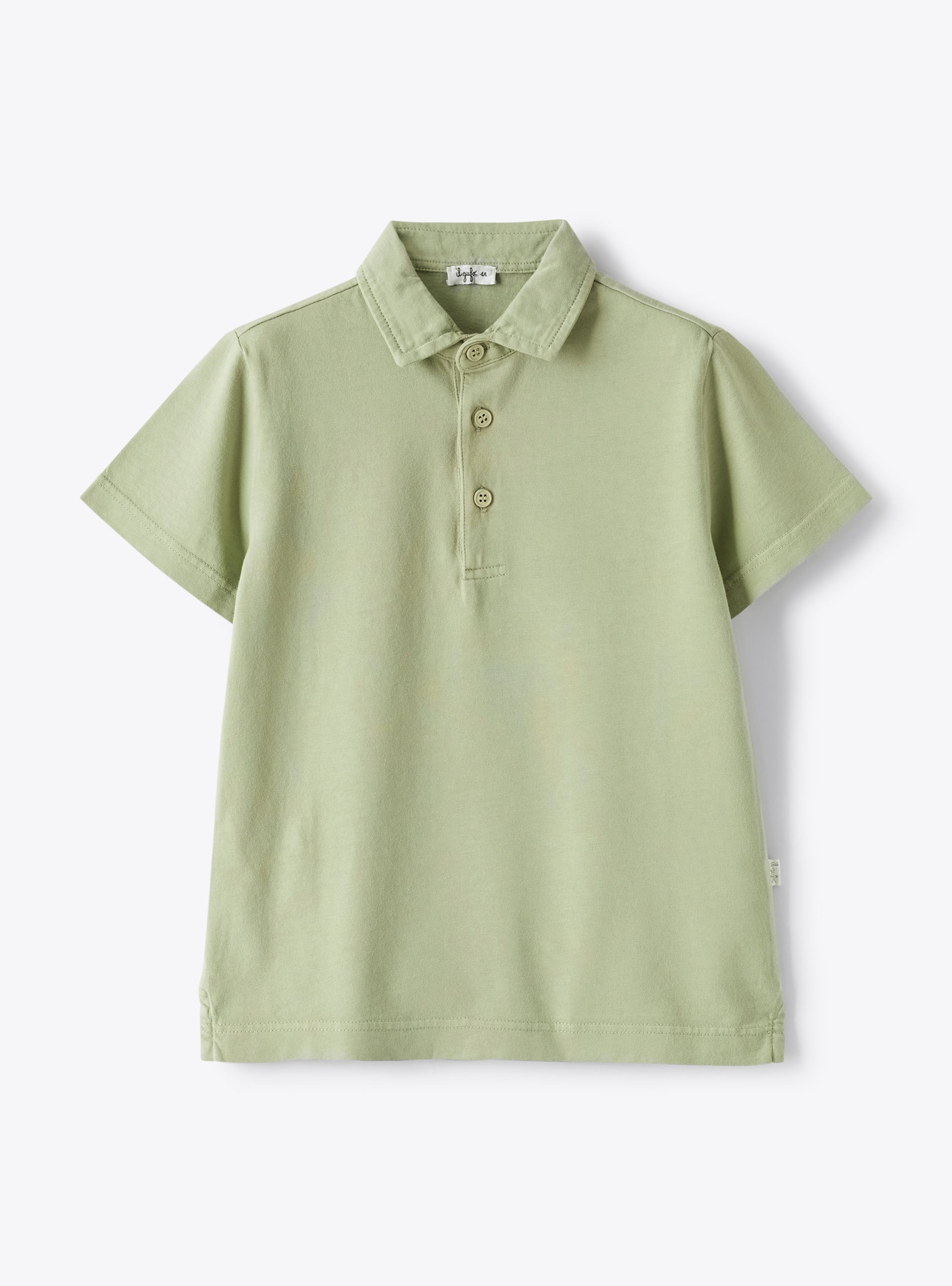Poloshirt aus weißer Bio-Baumwolle - Grün | Il Gufo