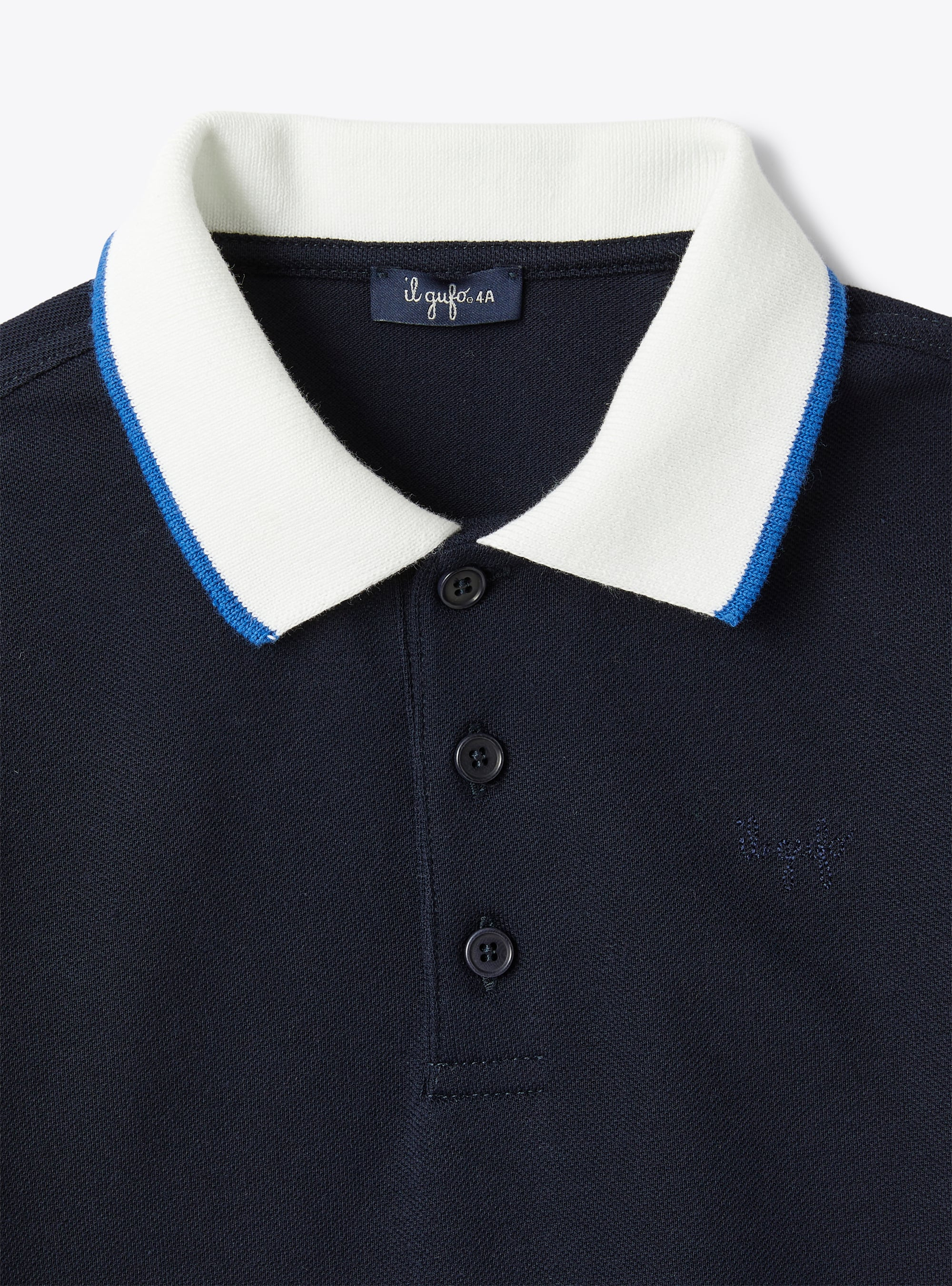 Poloshirt aus Pikee mit farblich abgehobenem Detail - Blau | Il Gufo