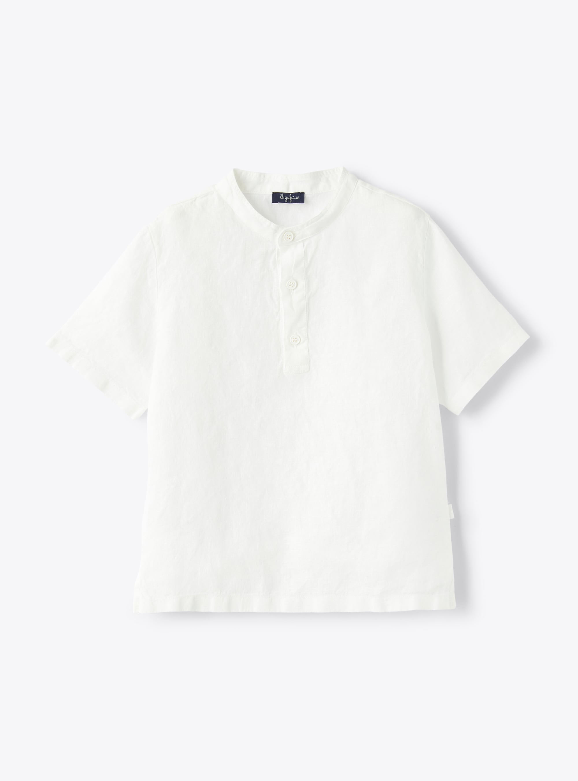 Chemise avec col mandarin en lin - Blanc | Il Gufo