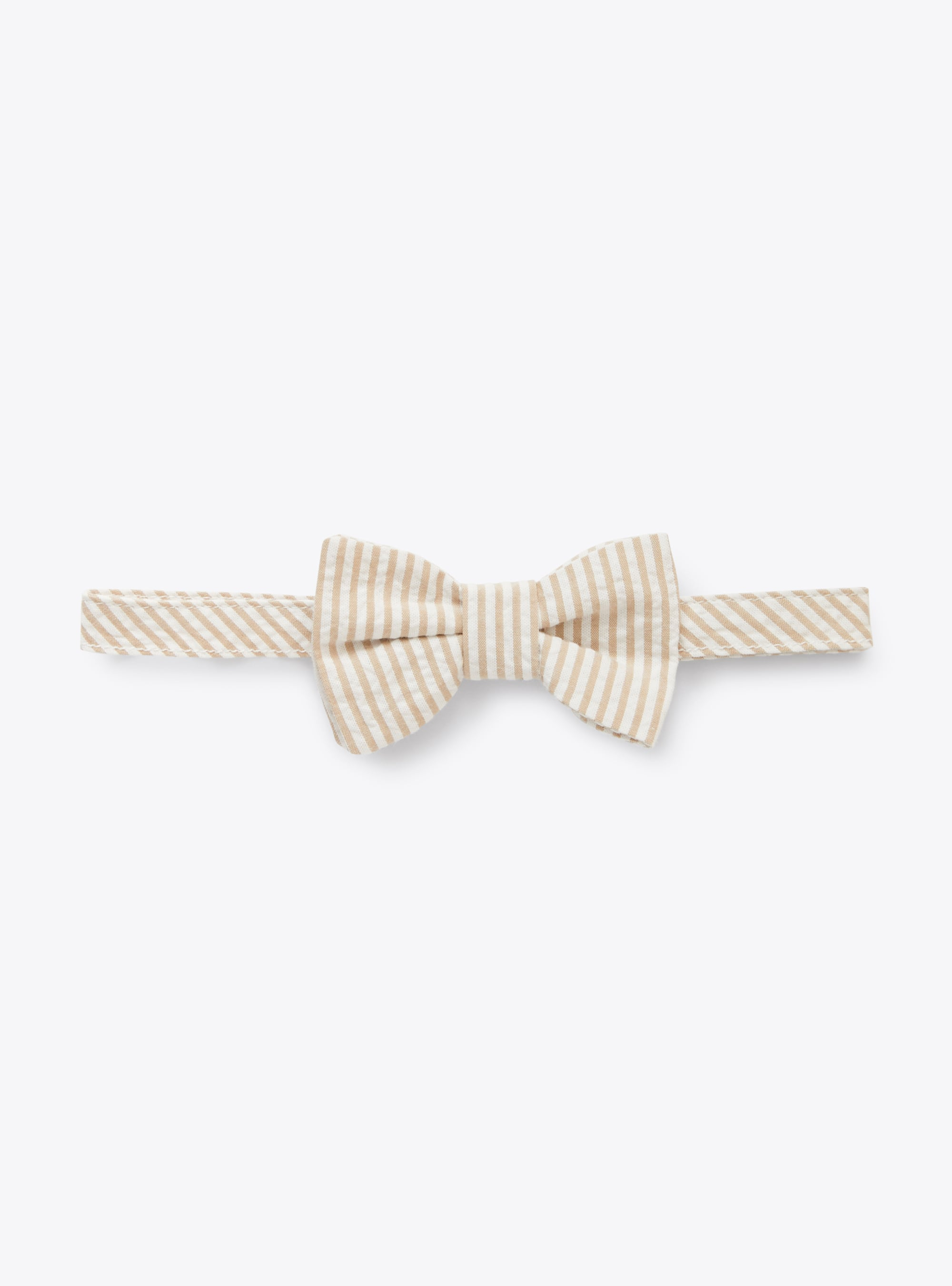 Bow tie in beige-&-white striped seersucker - Beige | Il Gufo