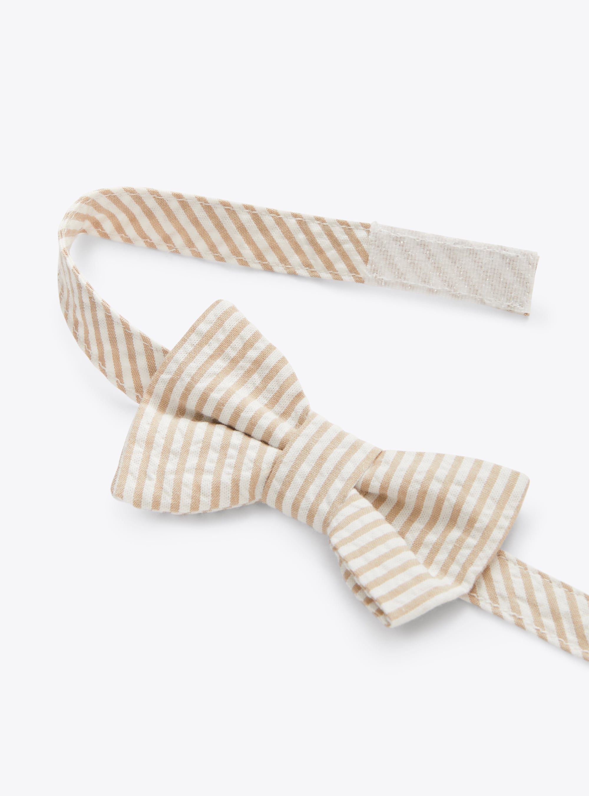 Bow tie in beige-&-white striped seersucker - Beige | Il Gufo