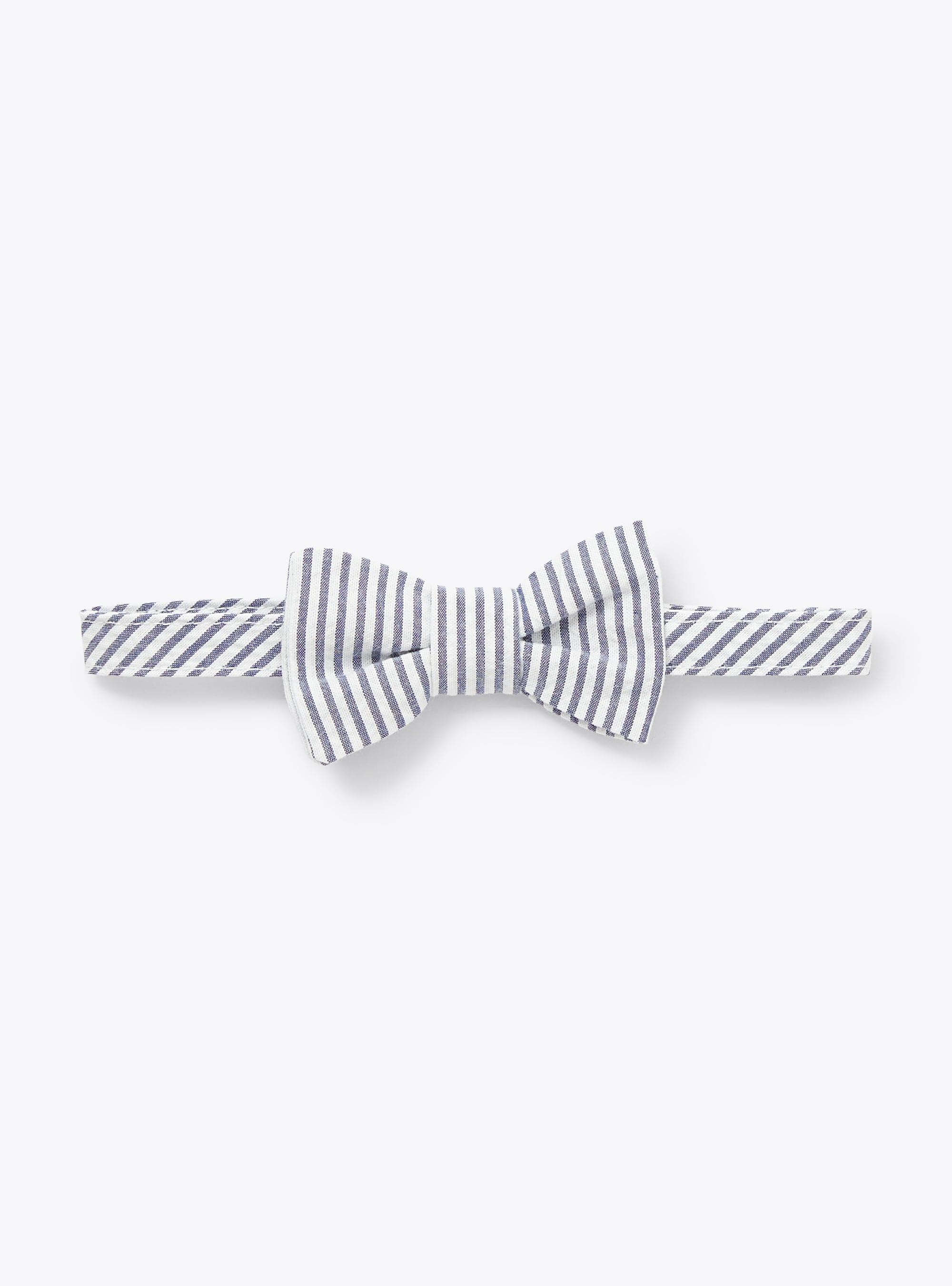 Bow tie in blue-&-white striped seersucker - Blue | Il Gufo