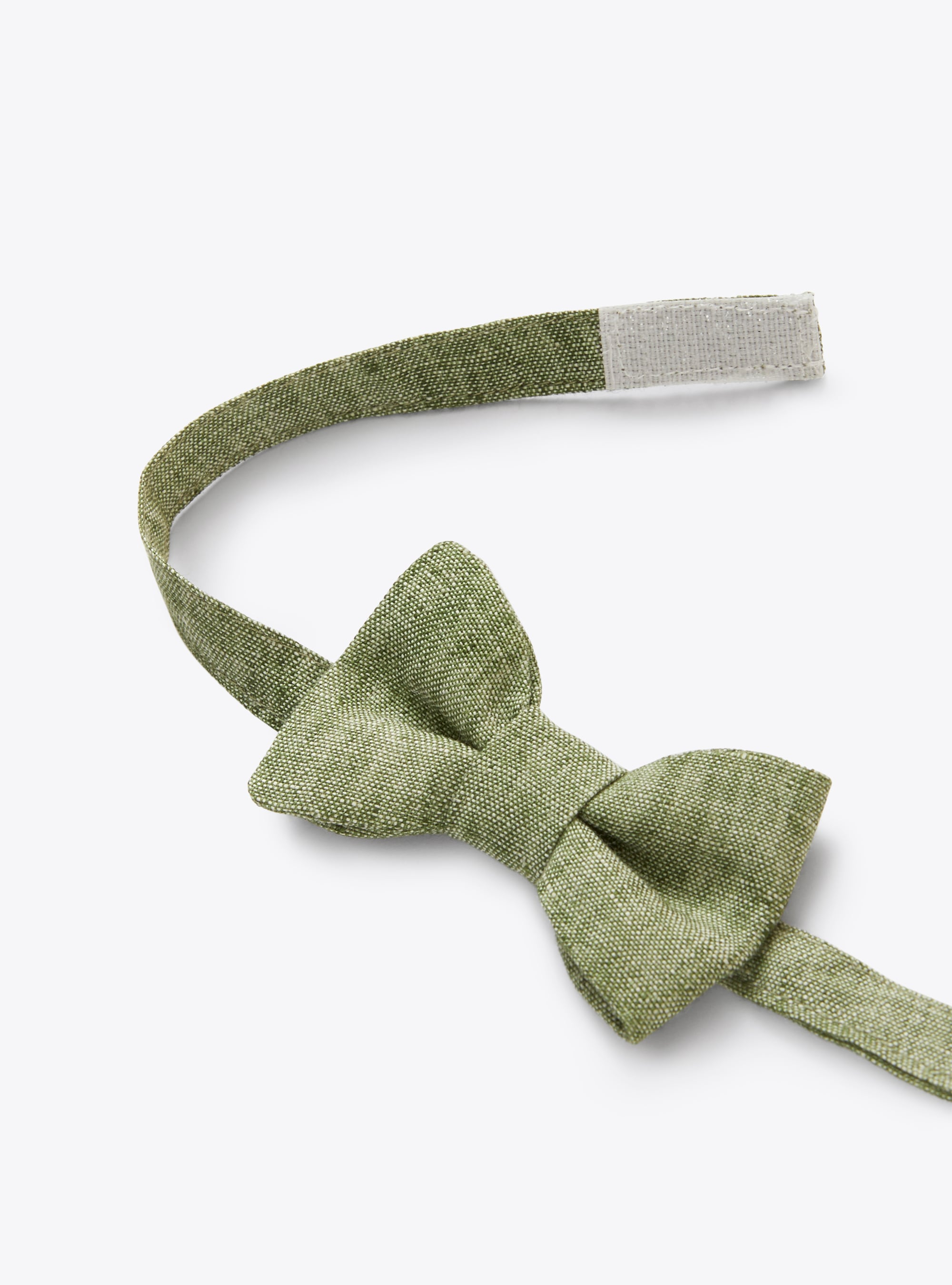 Bow tie in mélange sage-green linen - Green | Il Gufo