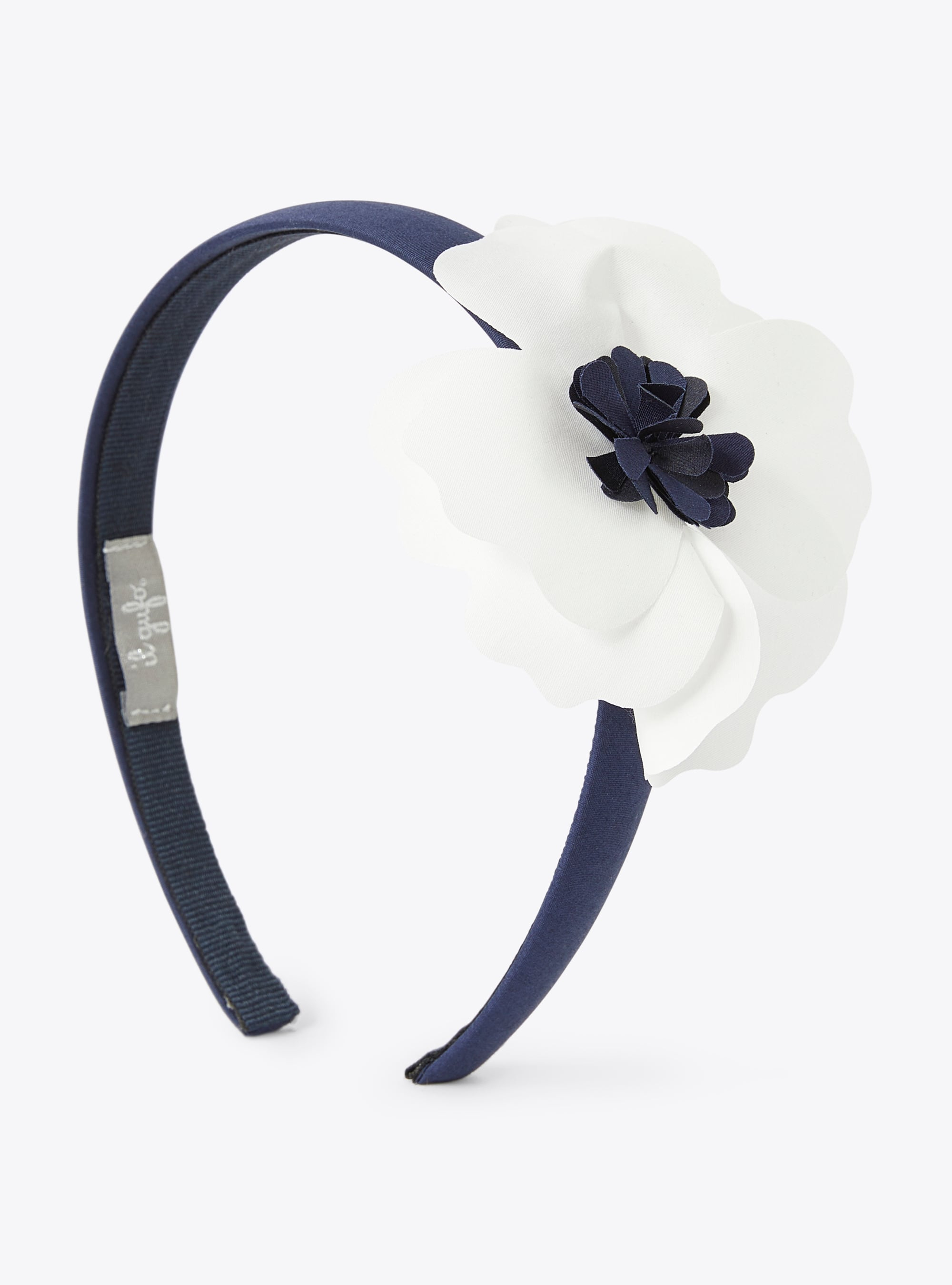 Blue headband with white appliquéd flower - Accessories - Il Gufo