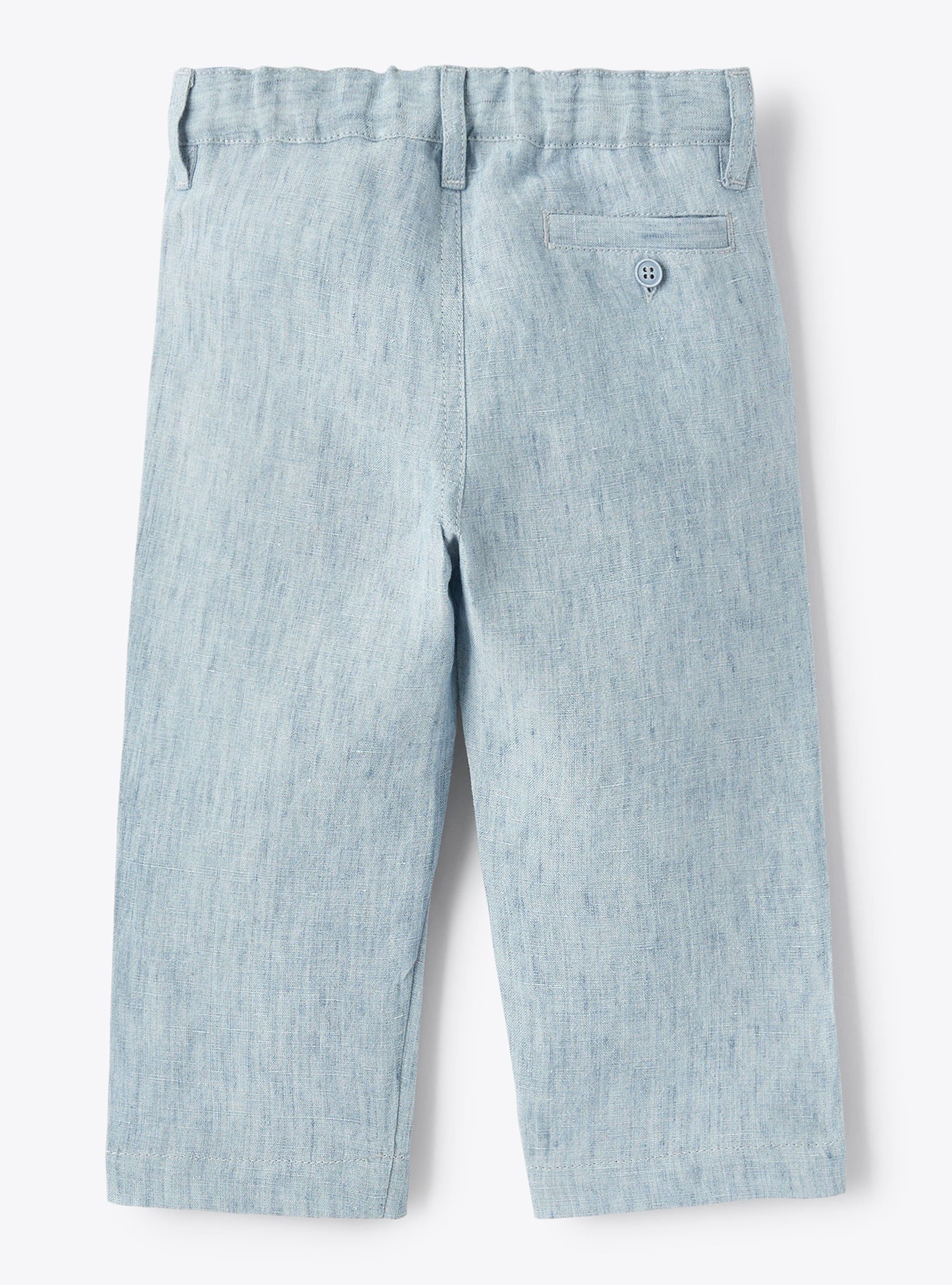 Trousers for baby boys in sky-blue linen - Light blue | Il Gufo