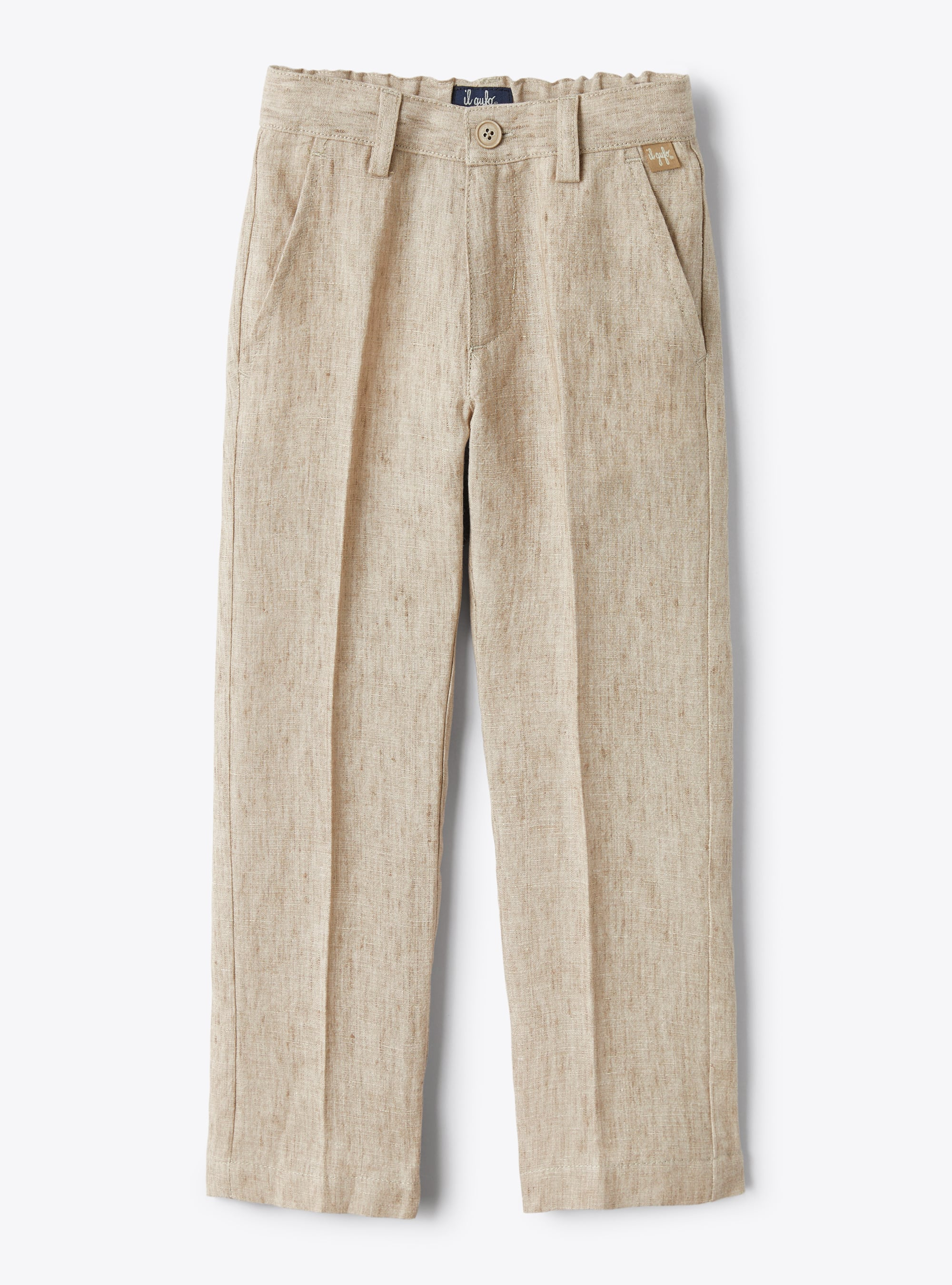 Long trousers in beige-mélange linen - Trousers - Il Gufo
