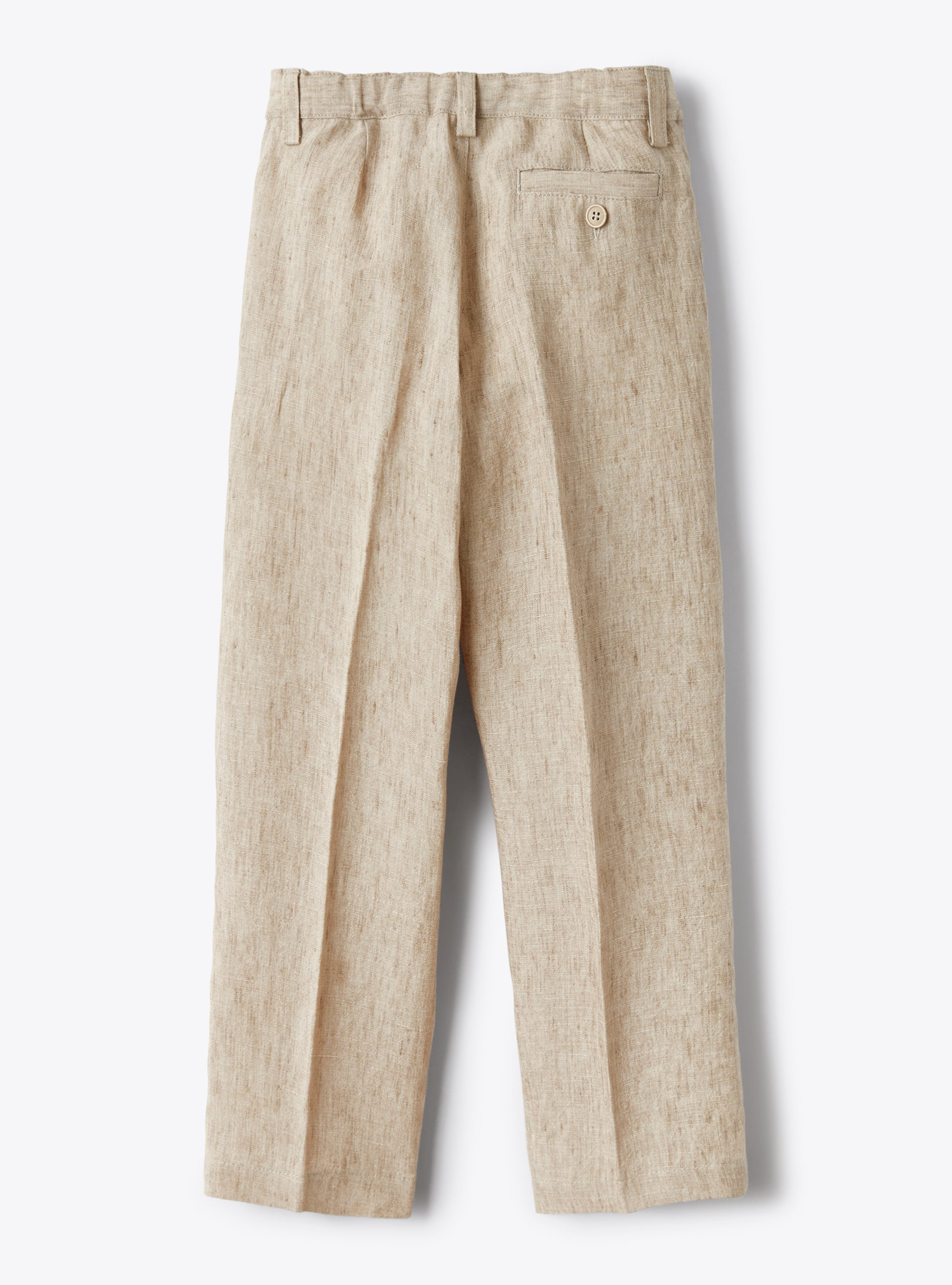 Long trousers in beige-mélange linen - Brown | Il Gufo
