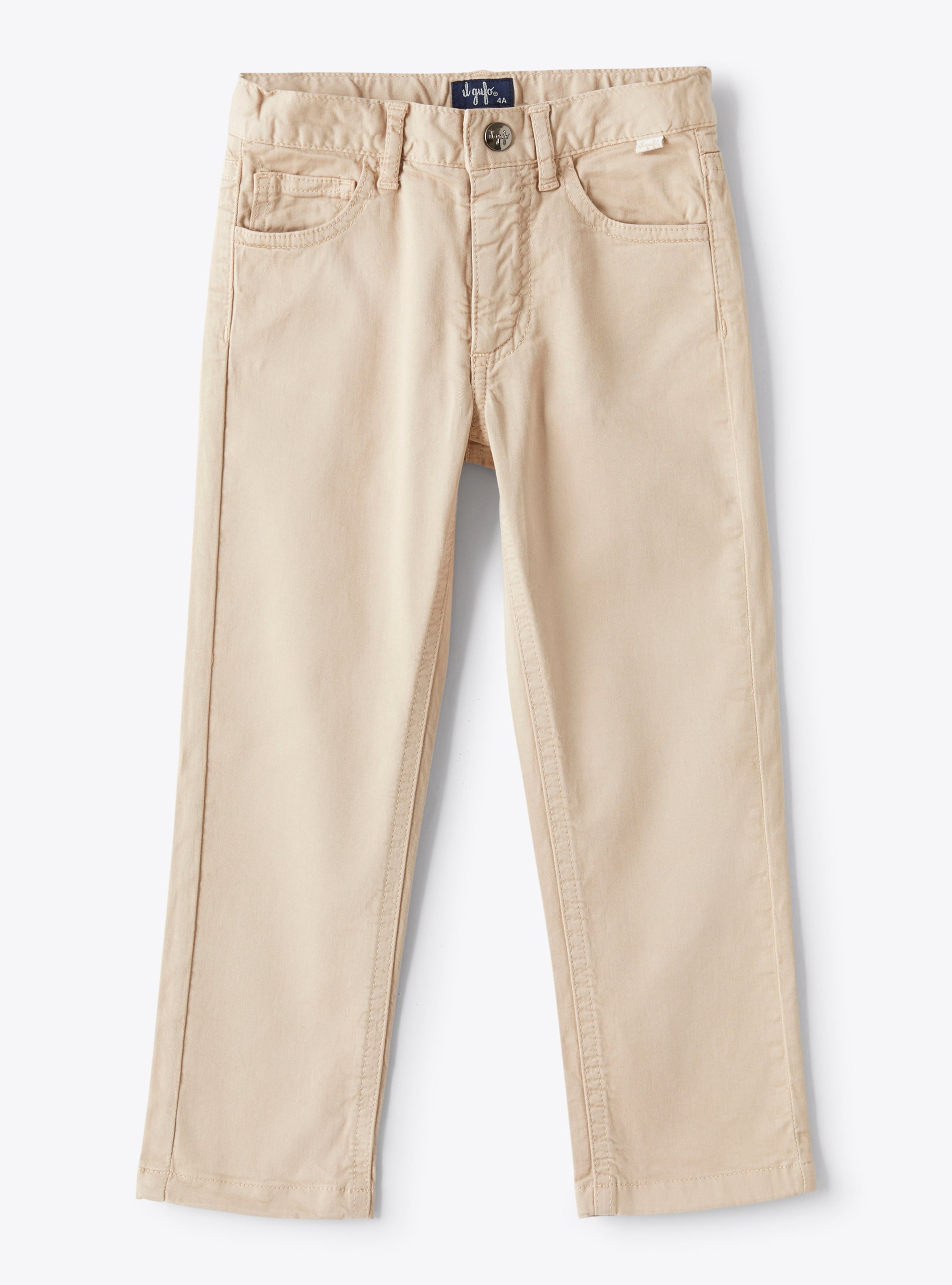 Five-pocket trousers in stretch oatmeal-coloured gabardine - Trousers - Il Gufo