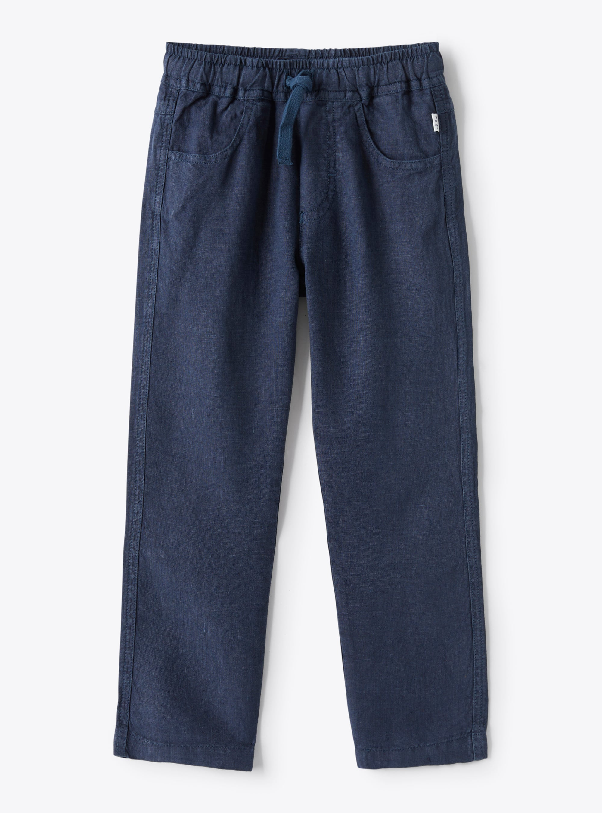 Pantalone in lino con coulisse - Blu | Il Gufo
