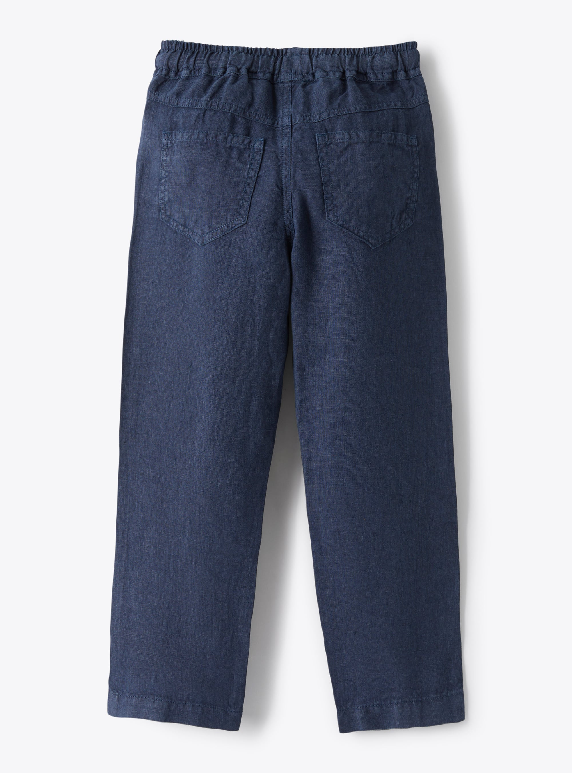 Pantalone in lino con coulisse bianco - Blu | Il Gufo