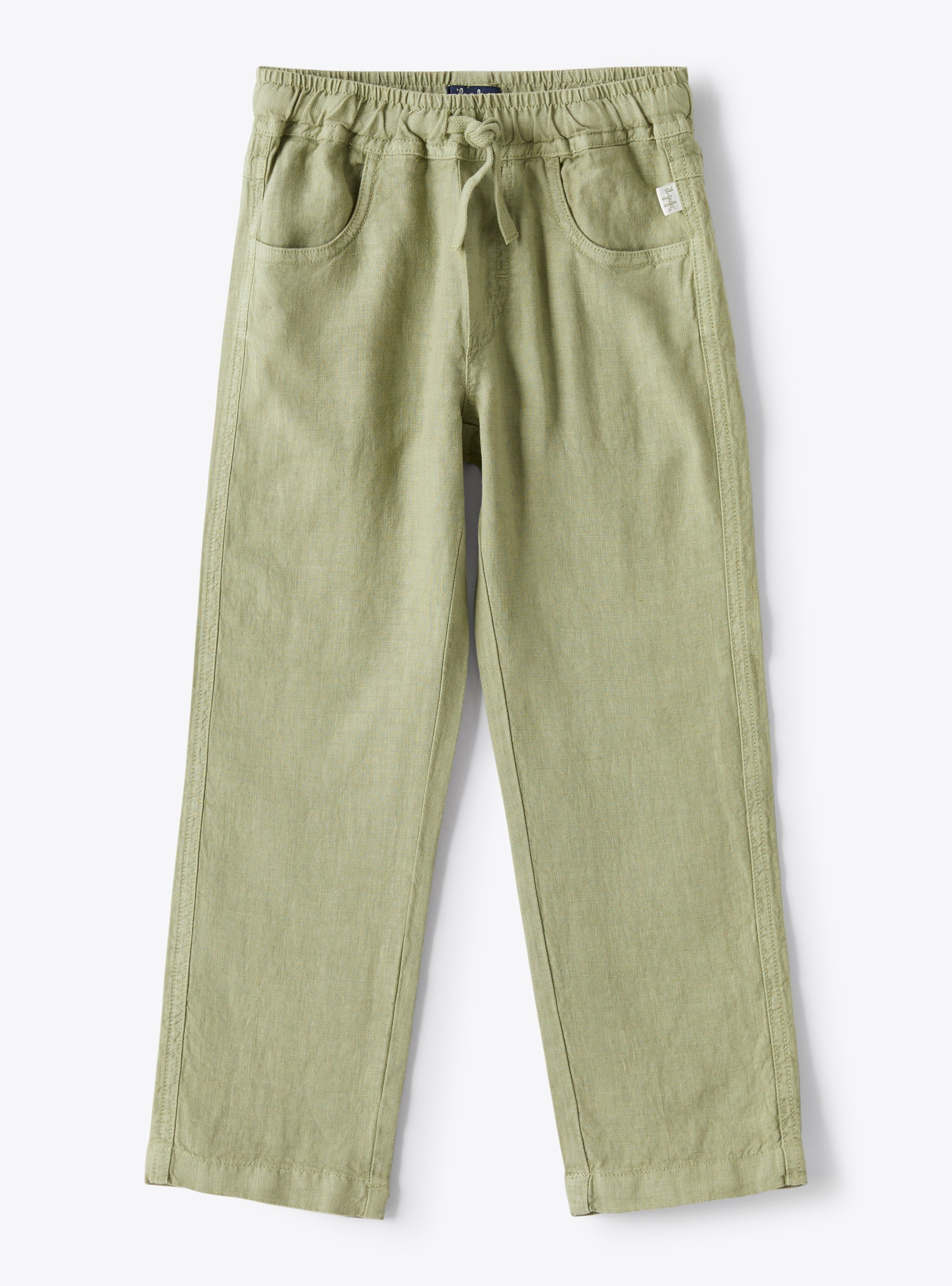 Pantalon en lin avec cordon blanc - Vert | Il Gufo