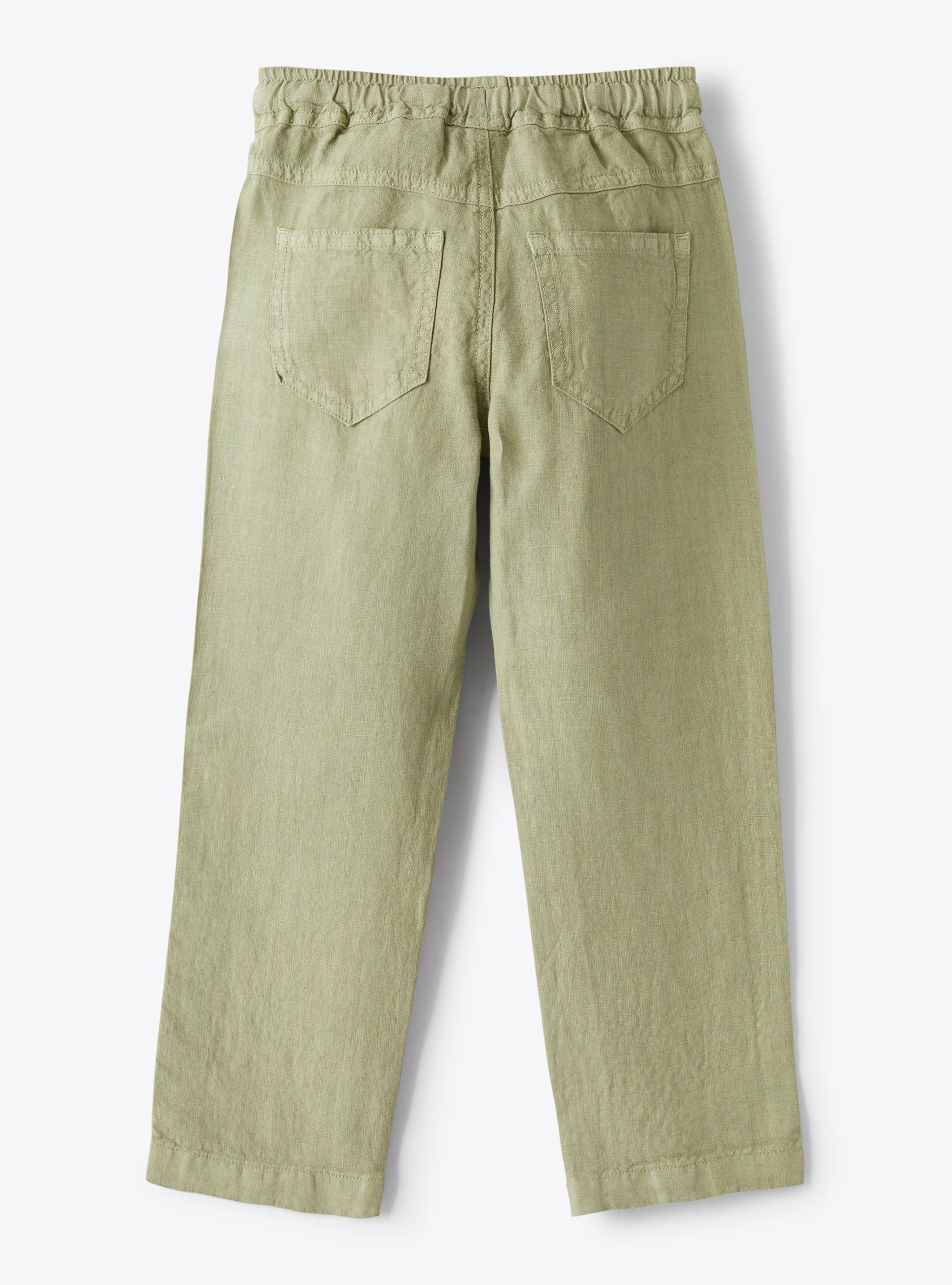 Pantalone in lino con coulisse bianco - Verde | Il Gufo