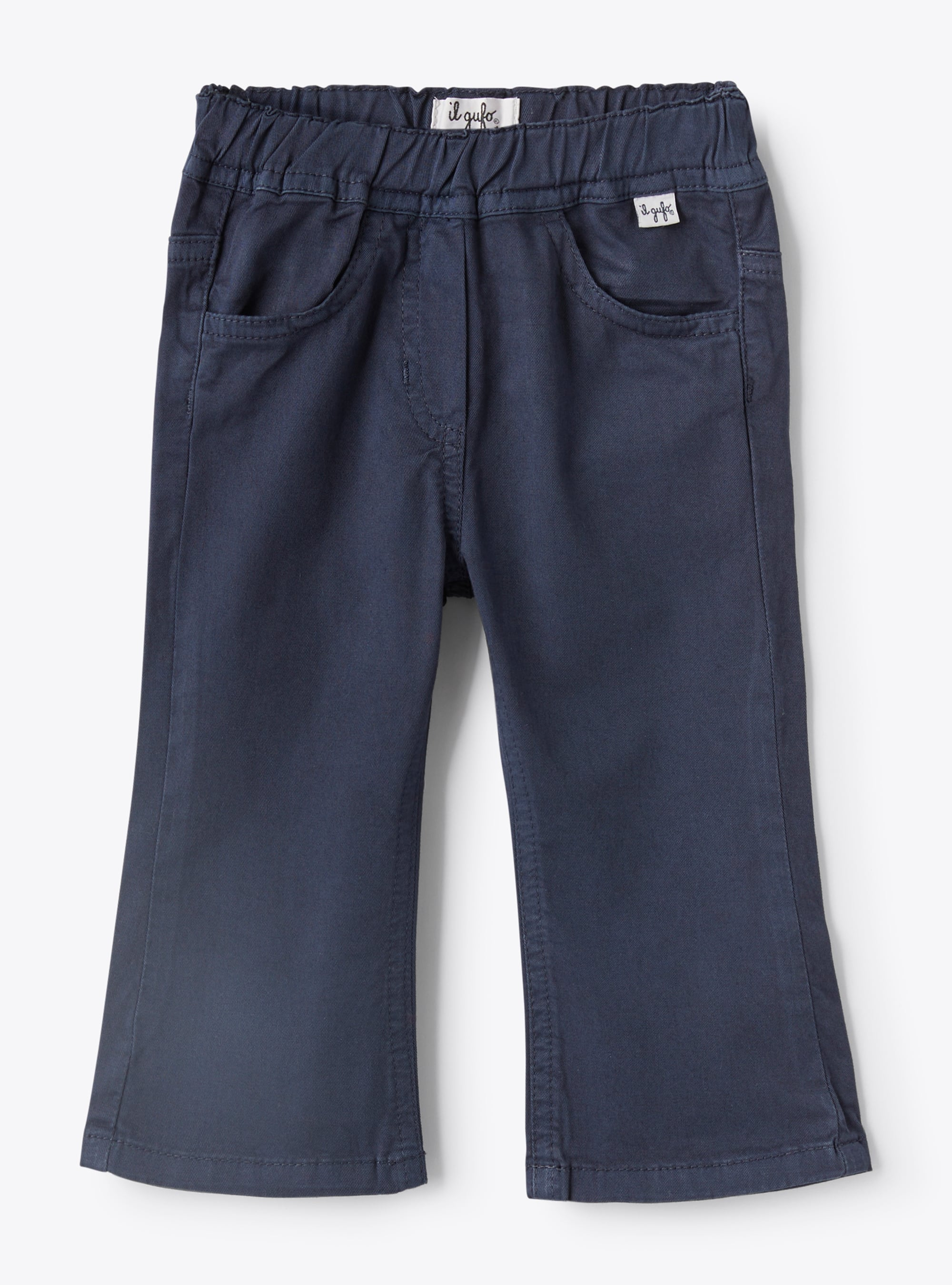 Pantaloni cropped in gabardina bianca - Blu | Il Gufo