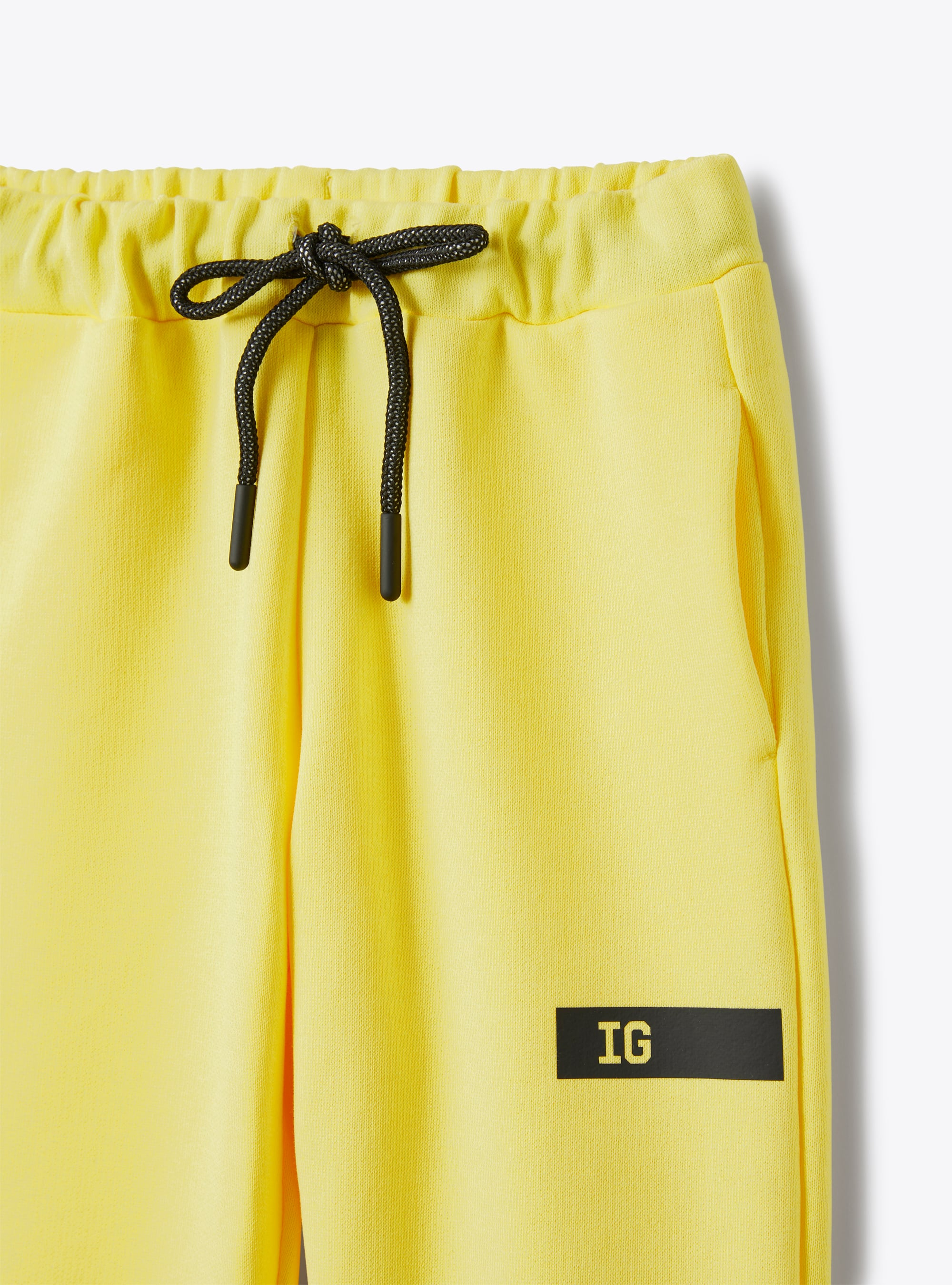 Jogging pants in yellow cotton fleece with a drawstring - Yellow | Il Gufo
