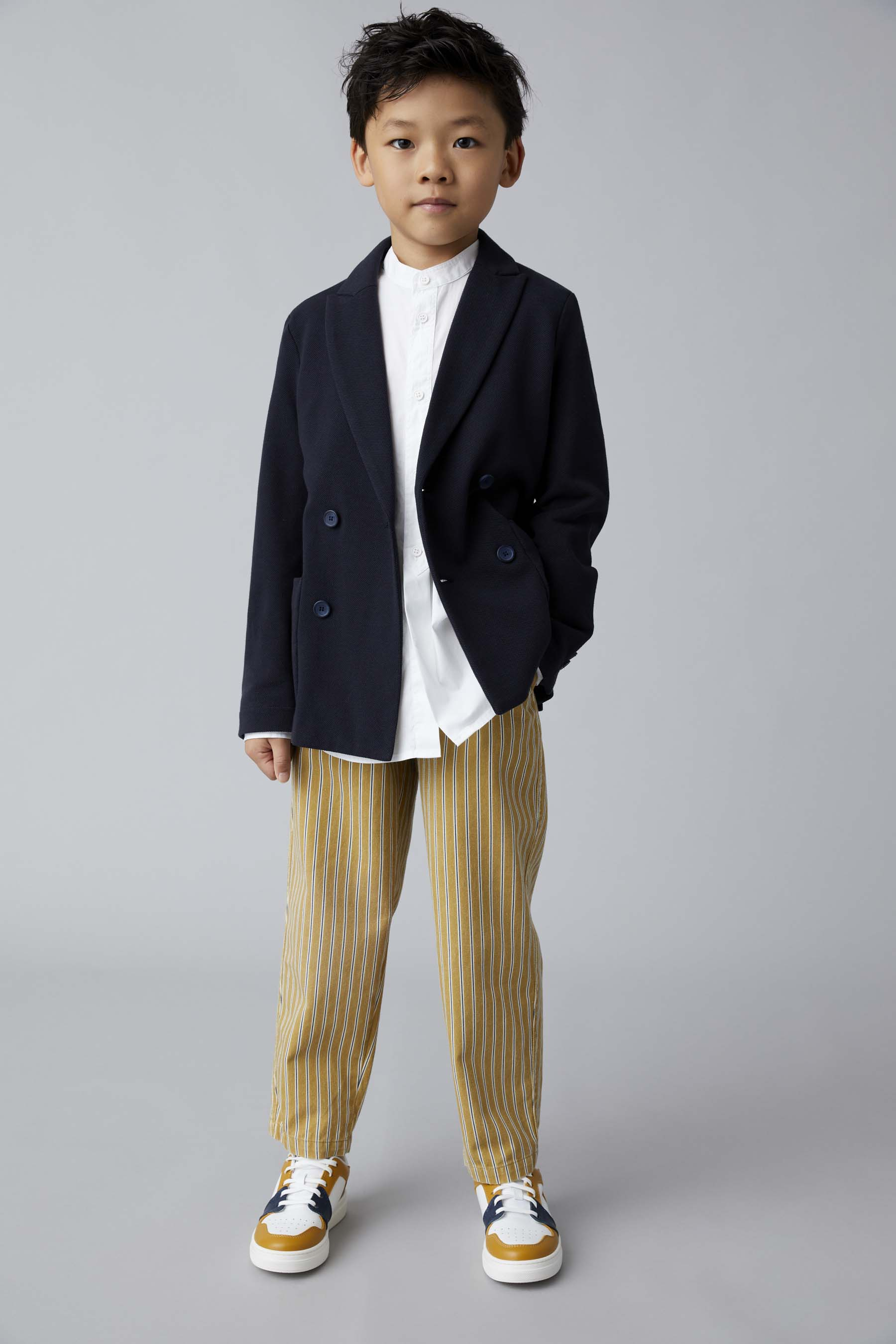 Long trousers in striped canvas - Brown | Il Gufo