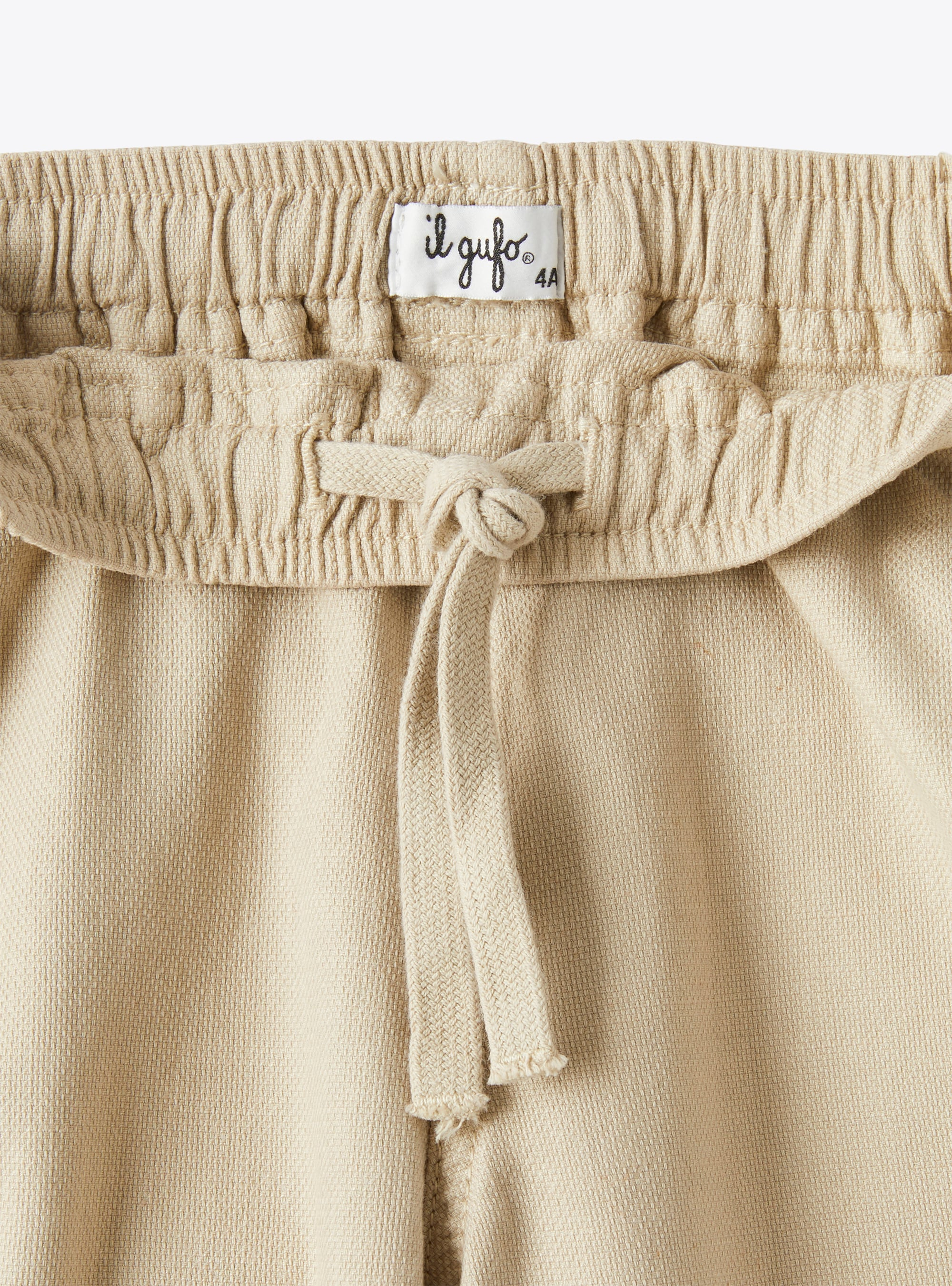 Pantalone  con coulisse in canvas beige - Marrone | Il Gufo