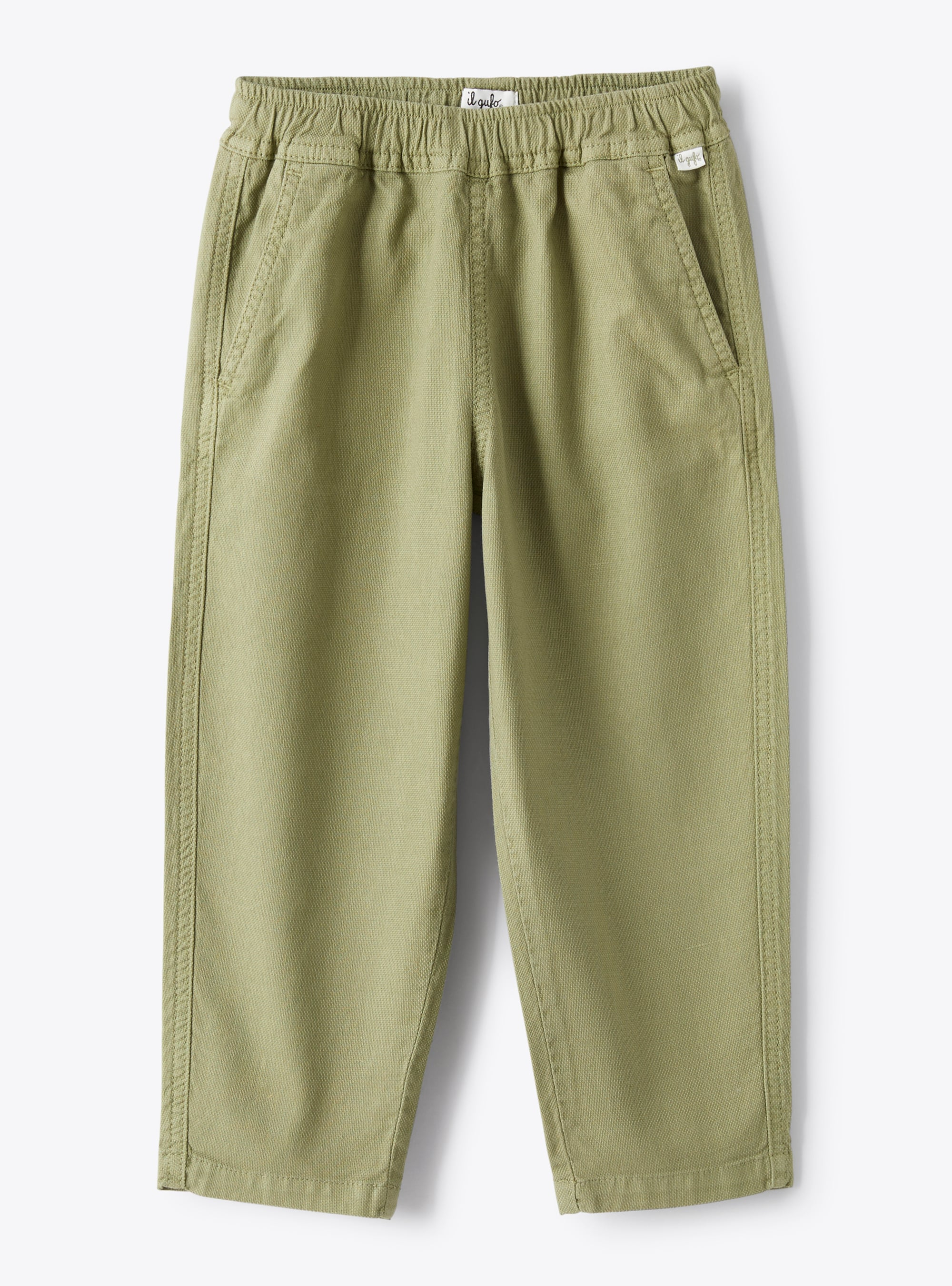 Бежевые брюки из холщовой ткани с кулиской - Зеленый | Il Gufo