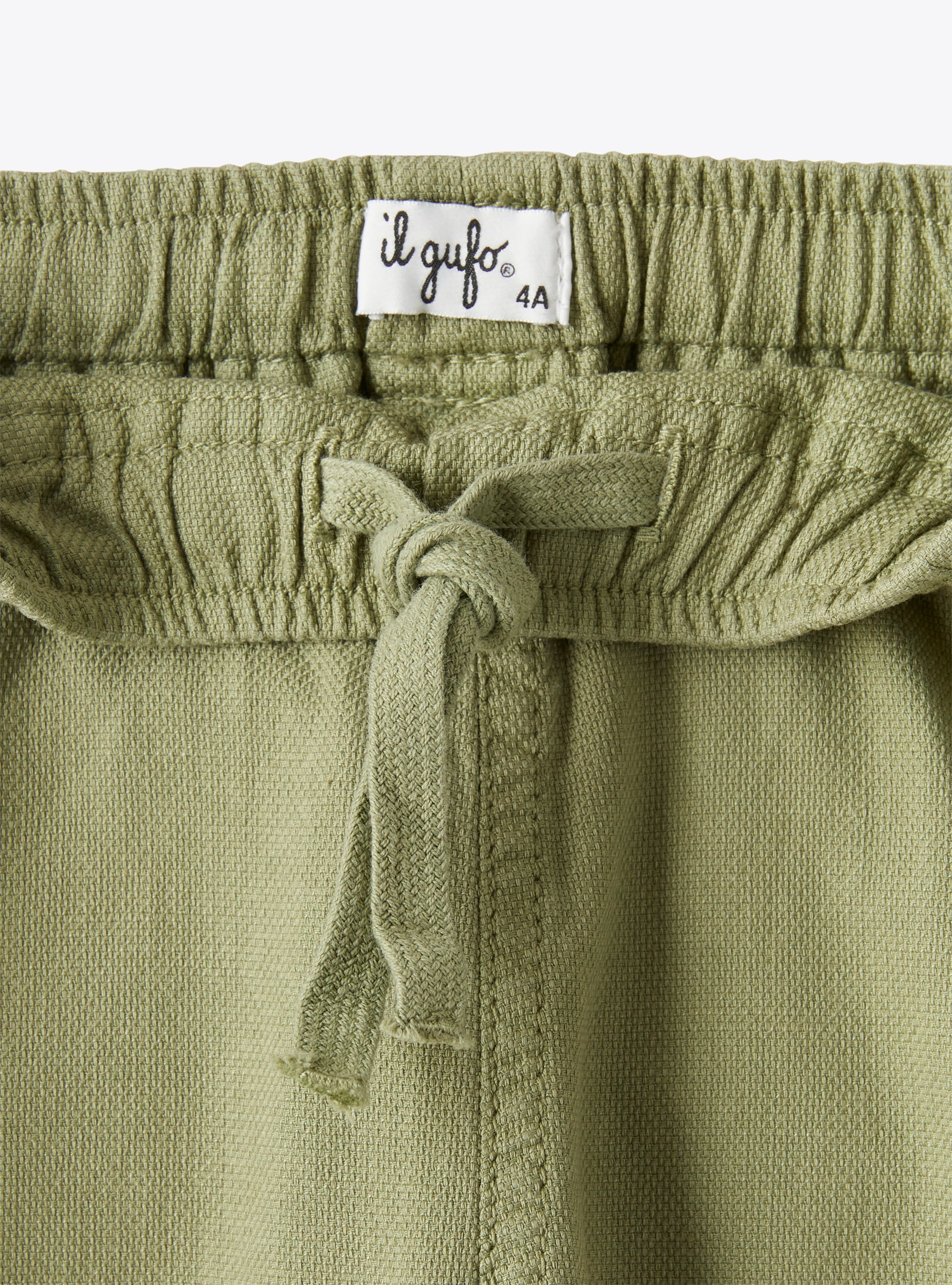 Pantalon avec cordon en toile beige - Vert | Il Gufo