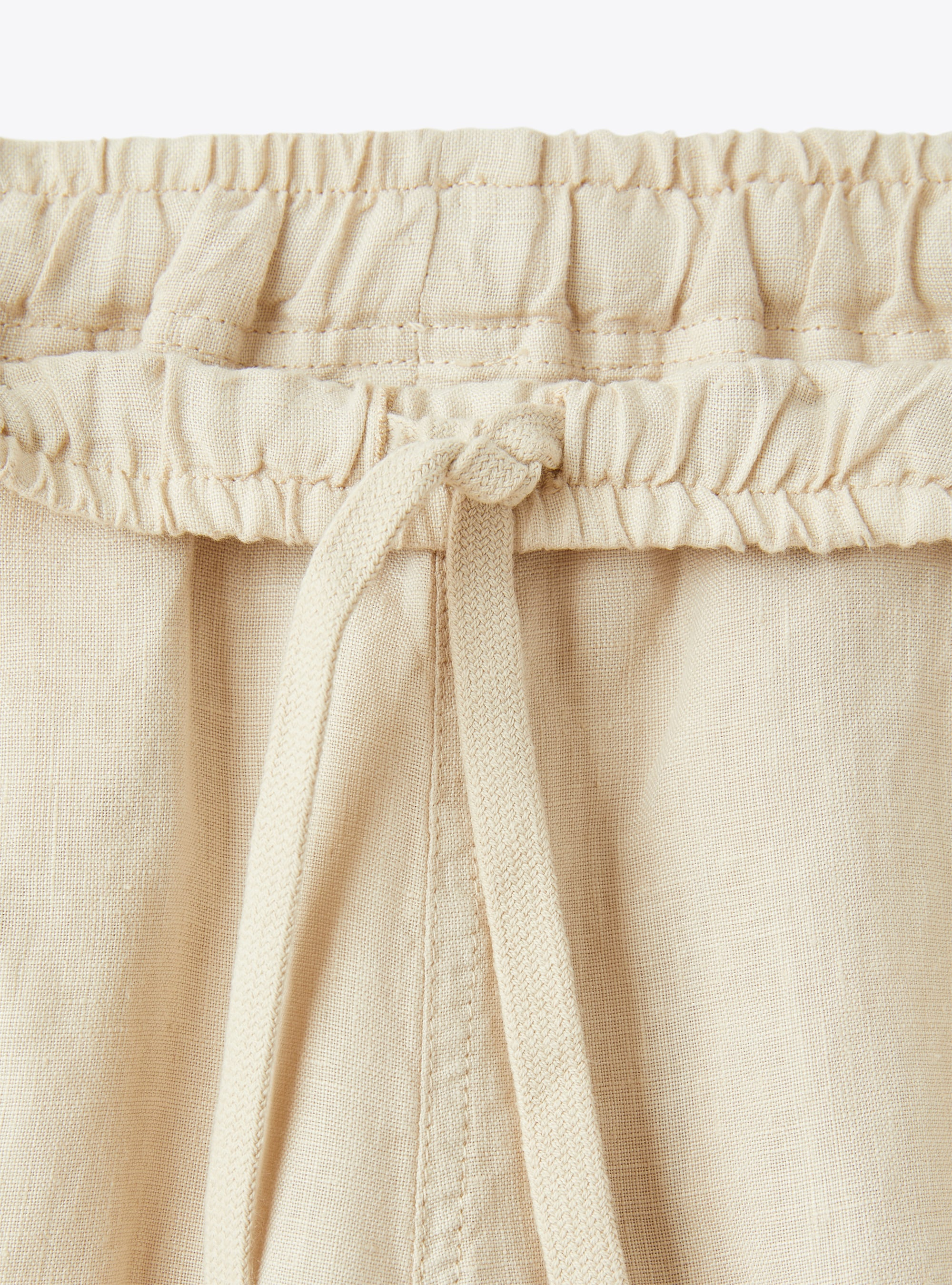 Бежевые льняные брюки с кулиской - Коричневый | Il Gufo