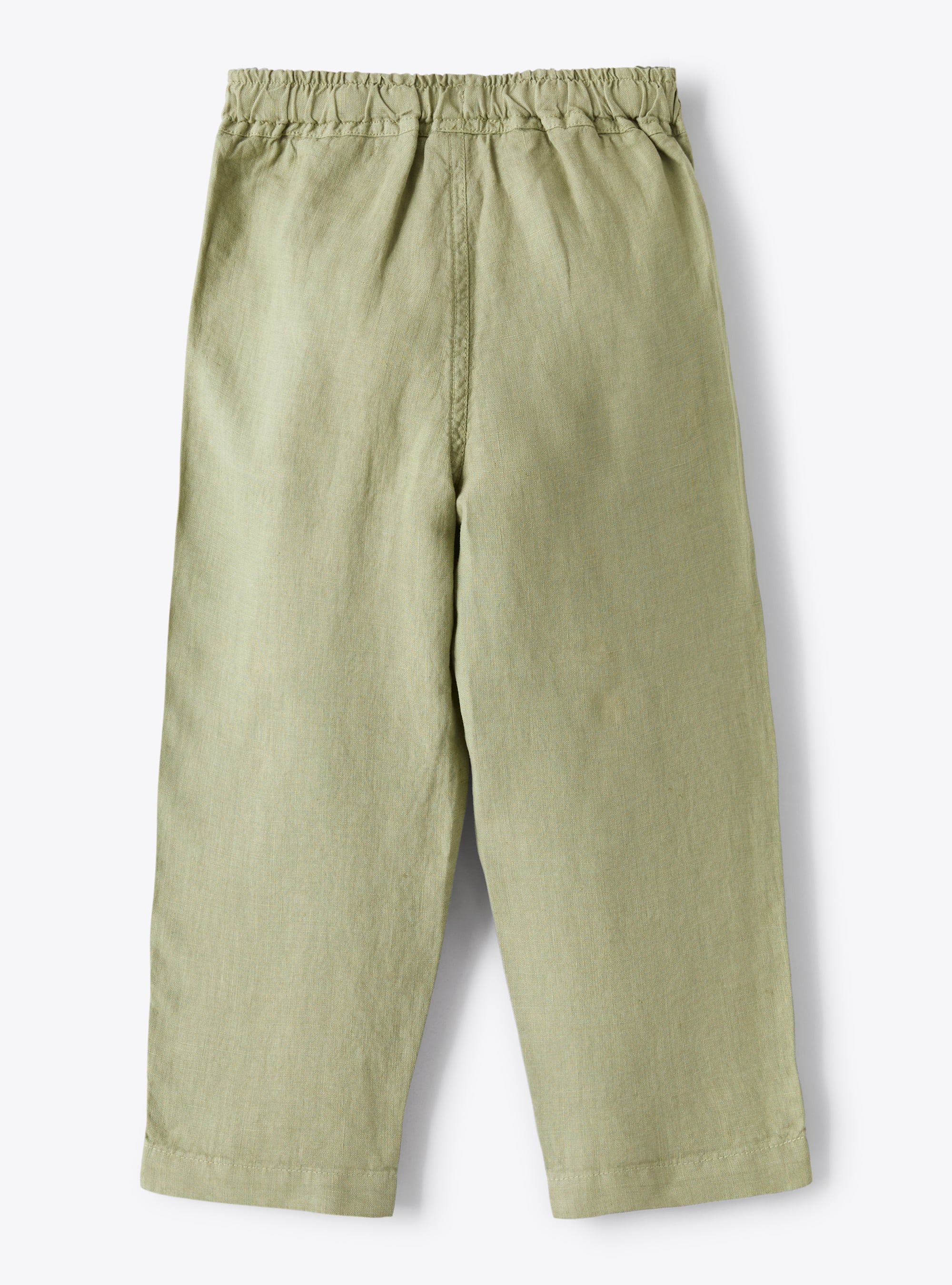 Pantalon avec cordon en lin beige - Vert | Il Gufo