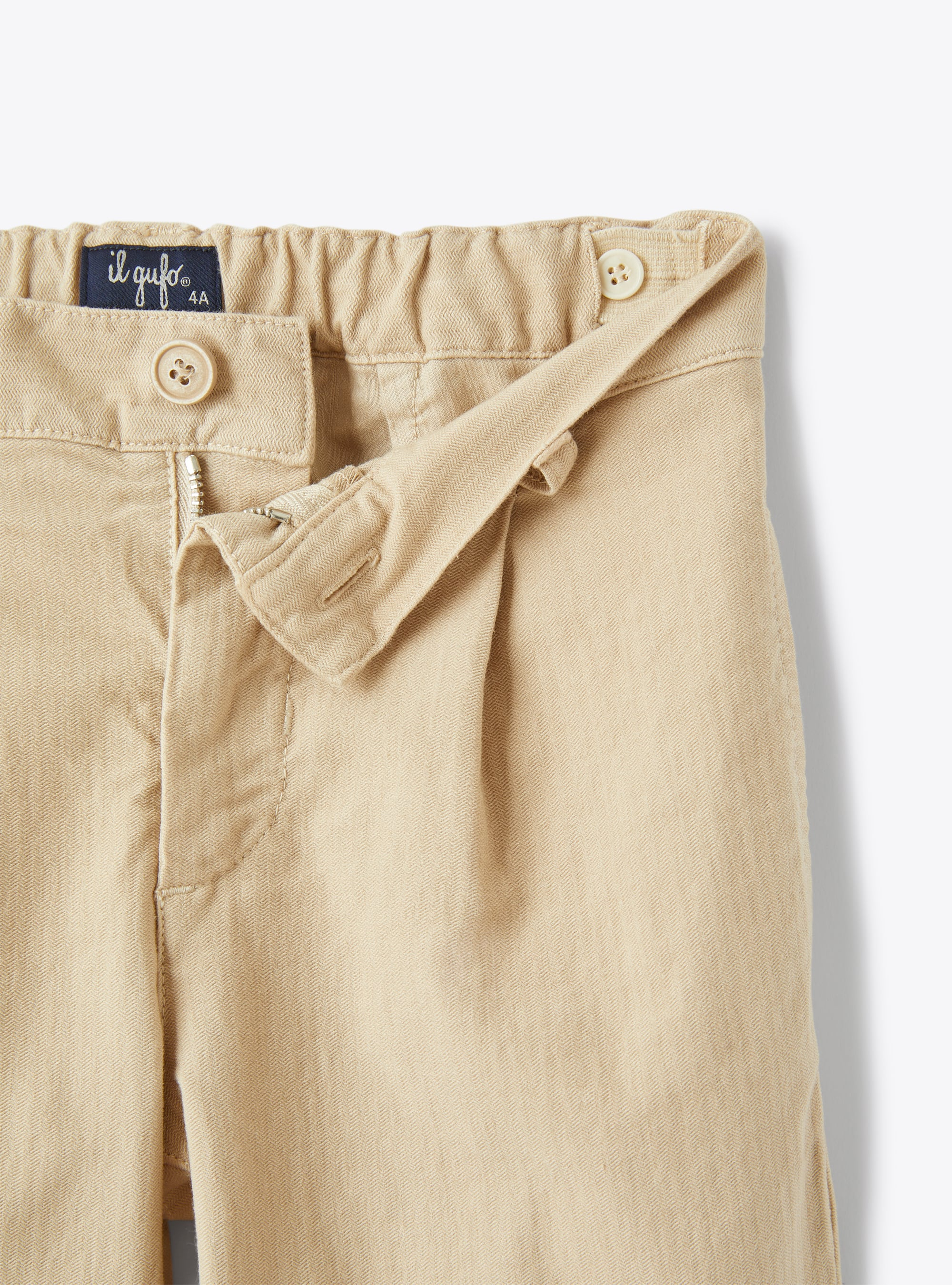 Pantalone lungo in cotone stretch spigato - Marrone | Il Gufo