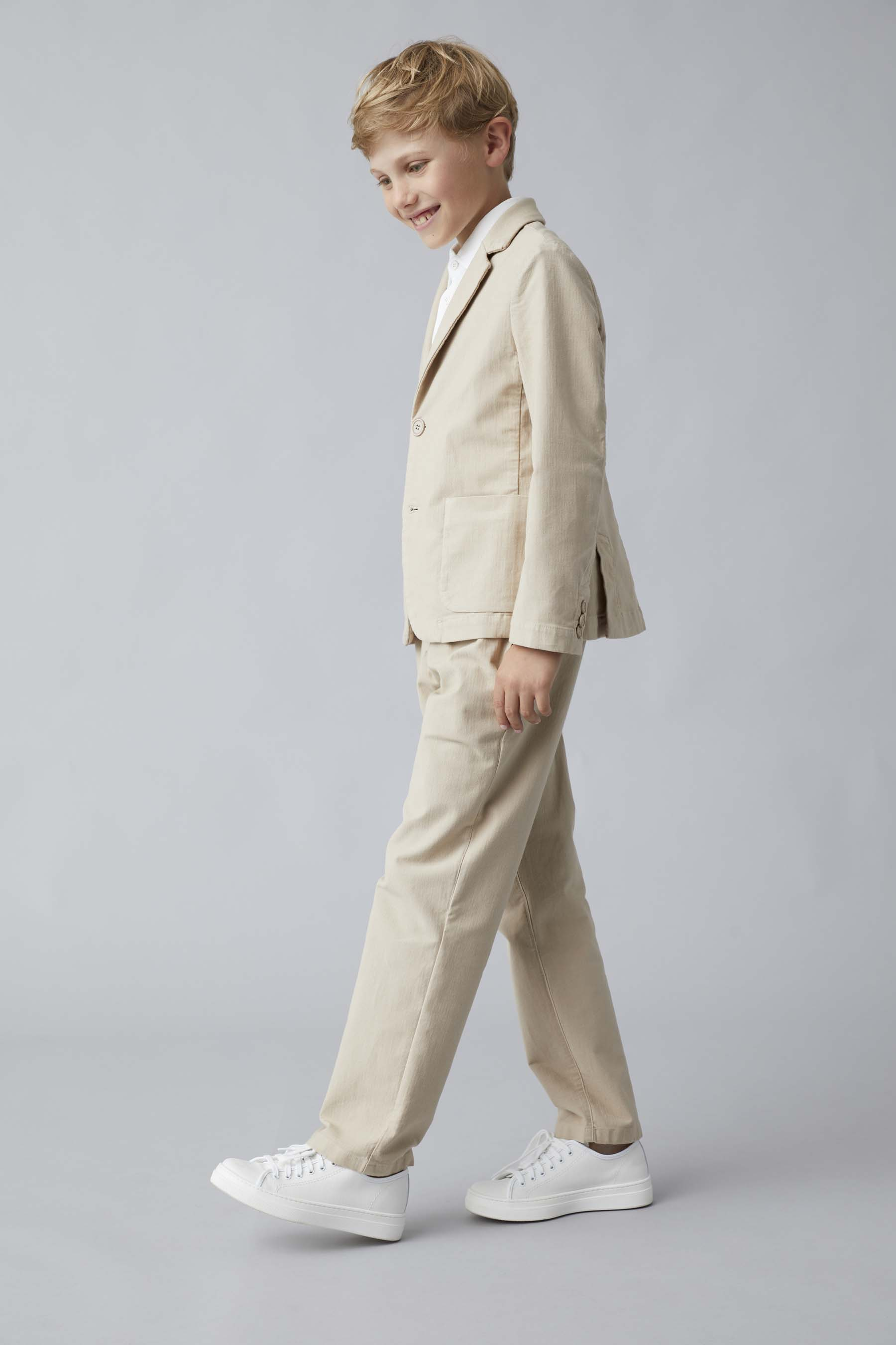 Longline trousers in herringbone-patterned stretch cotton - Brown | Il Gufo