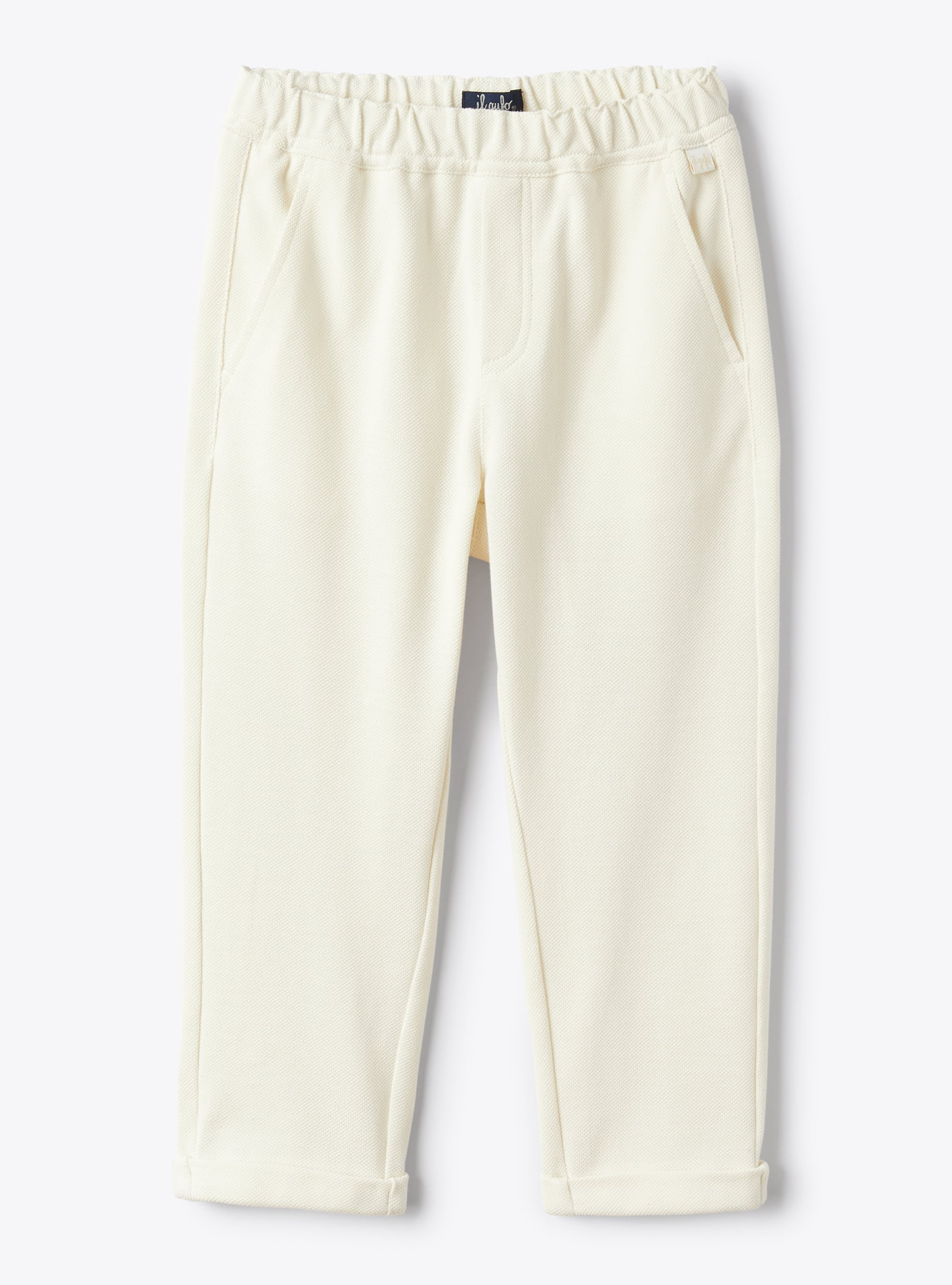 Long trousers in shell-hued piqué - Trousers - Il Gufo