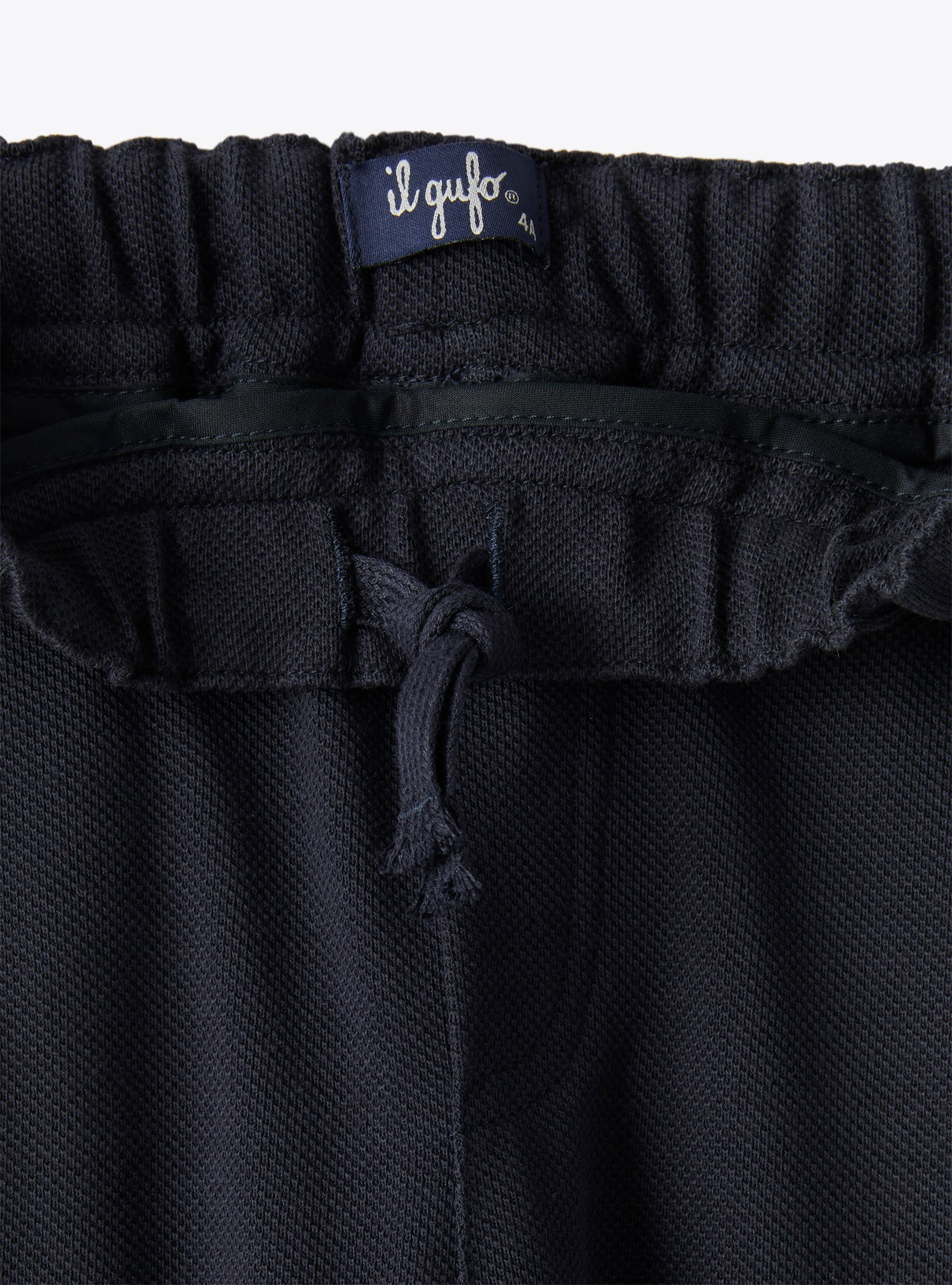 Long trousers in navy-blue piqué - Blue | Il Gufo