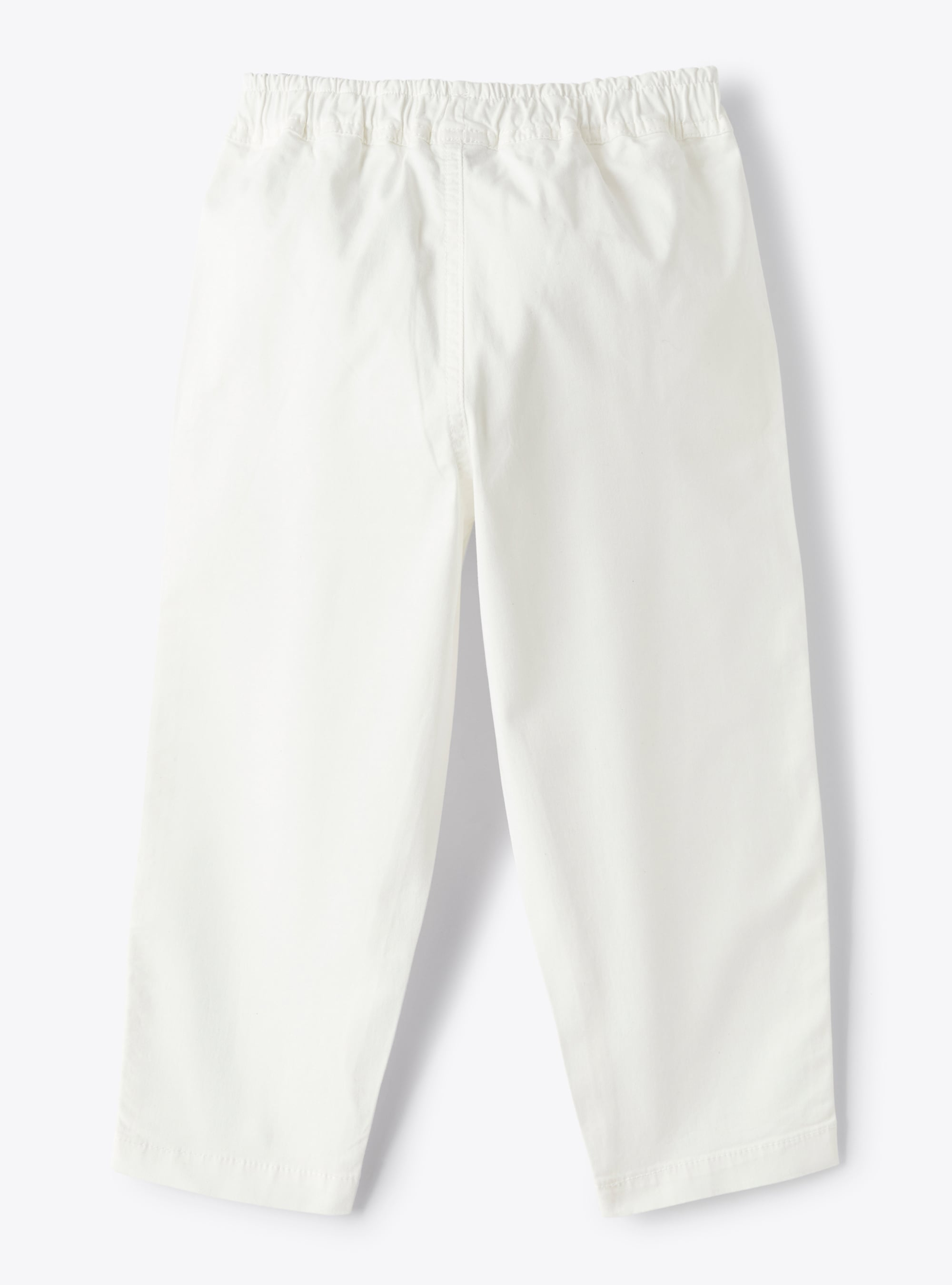 Long trousers in white garment-dyed gabardine - White | Il Gufo