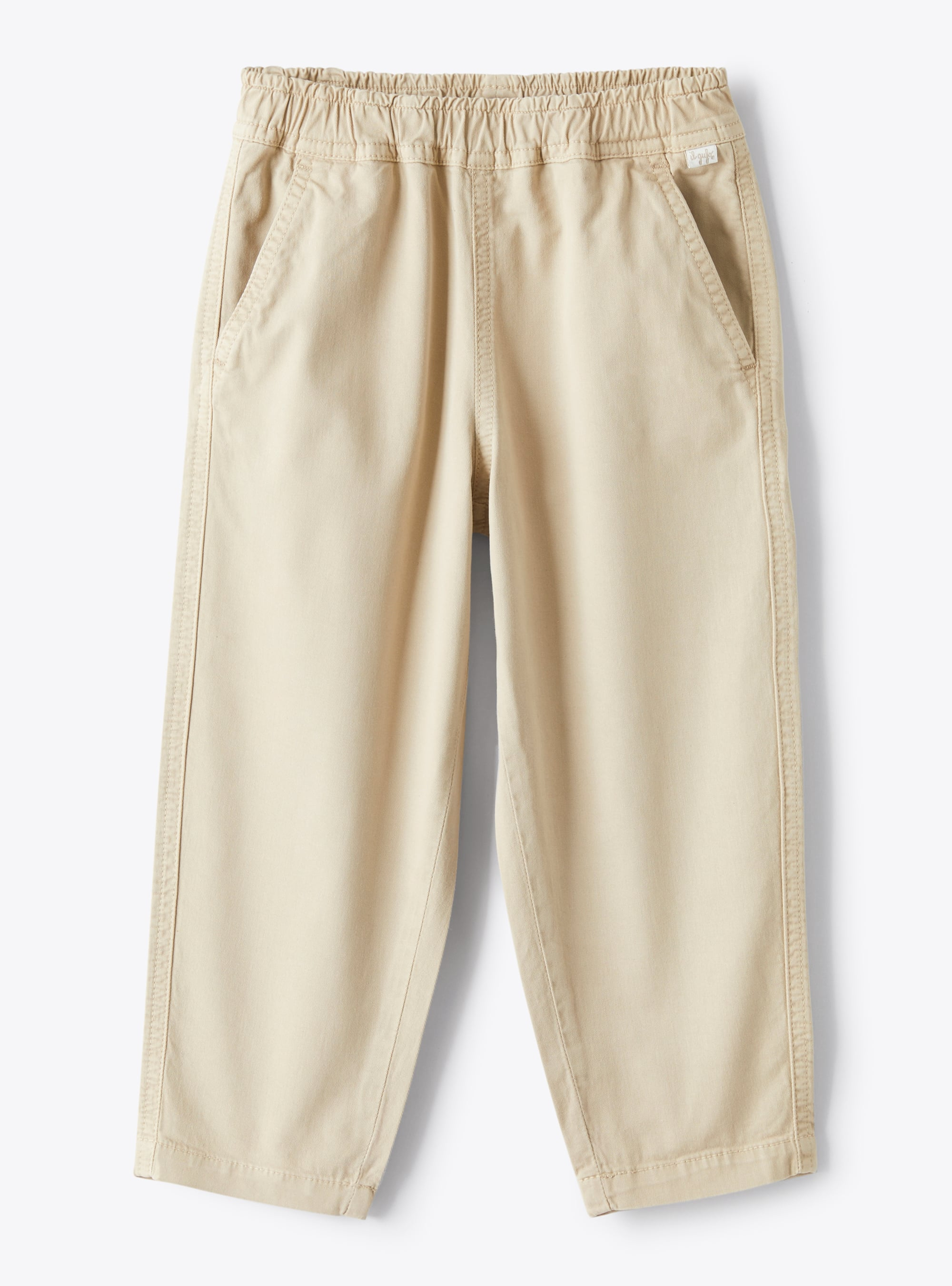 Long trousers in oatmeal-hued garment-dyed gabardine - Trousers - Il Gufo