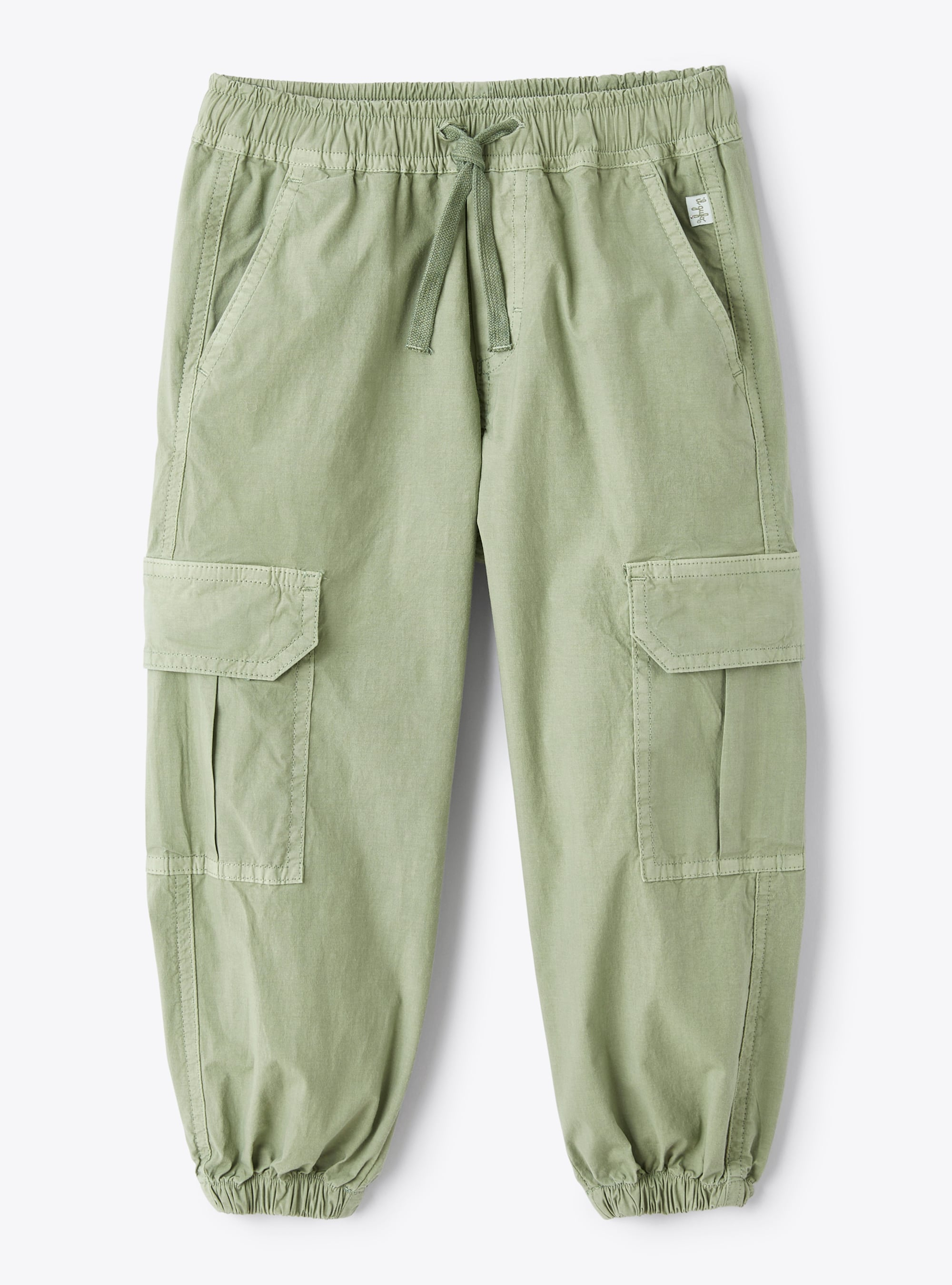 Cargo pants in sage-green poplin - Trousers - Il Gufo