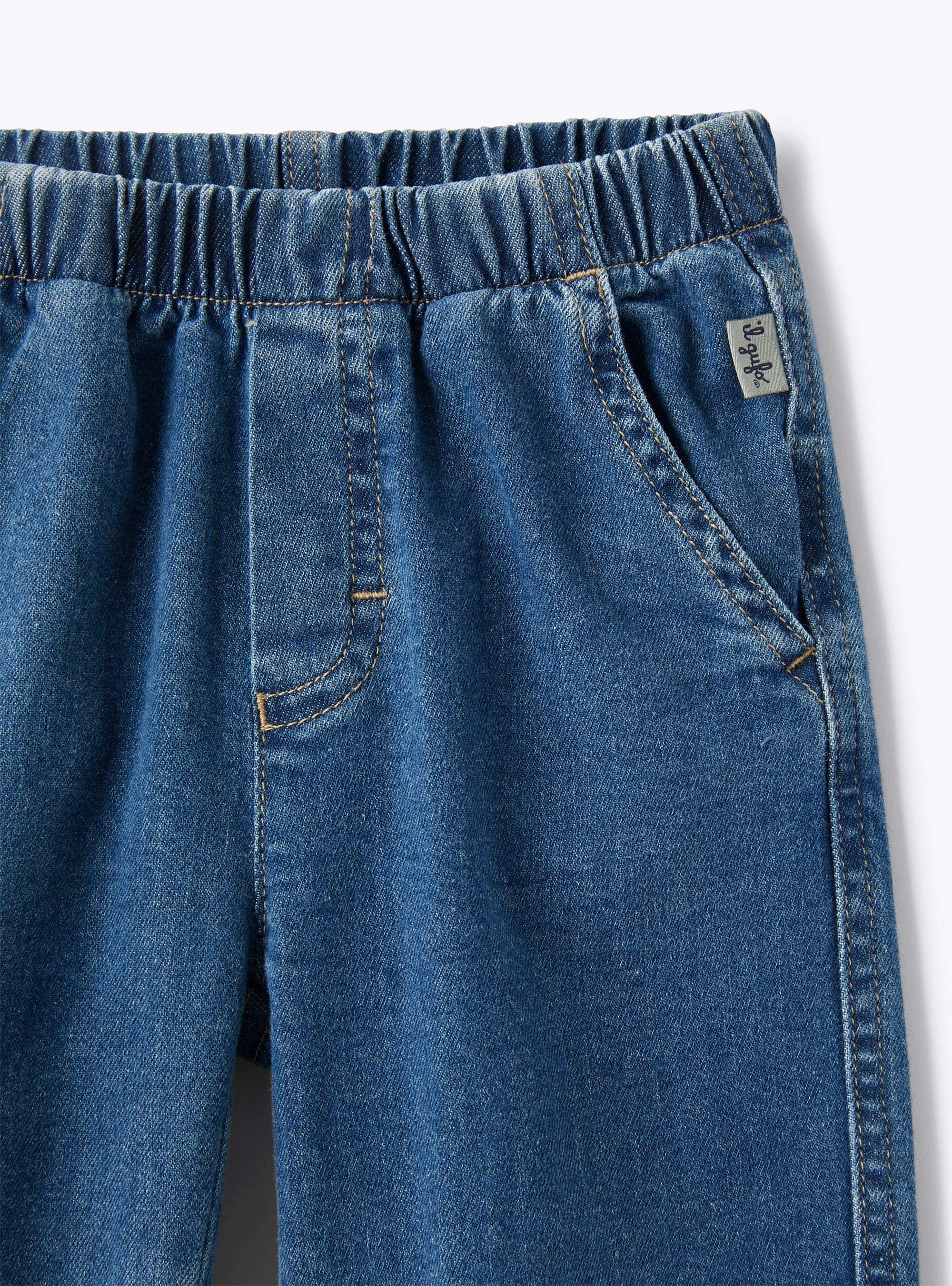 Pantalone in denim stretch da neonato  - Blu | Il Gufo
