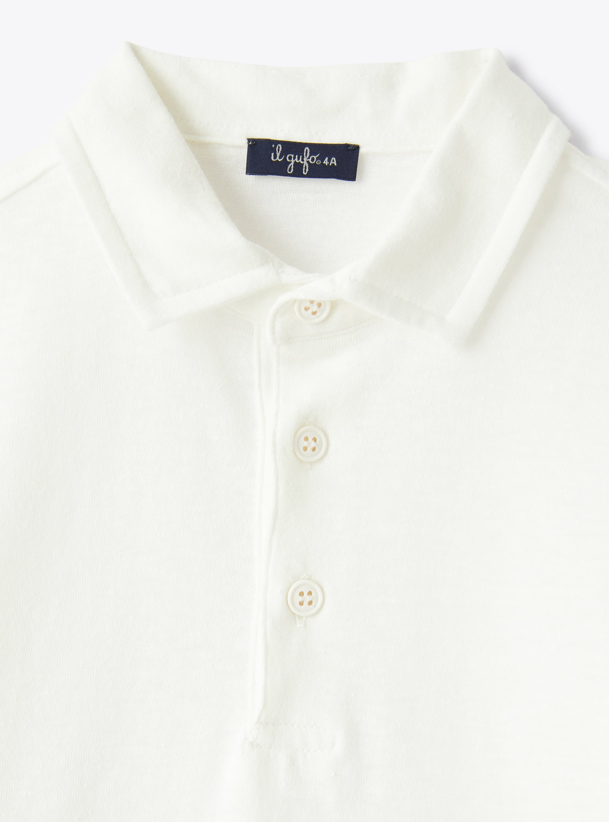 Poloshirt aus Baumwoll-Jersey und Leinen - Weiss | Il Gufo