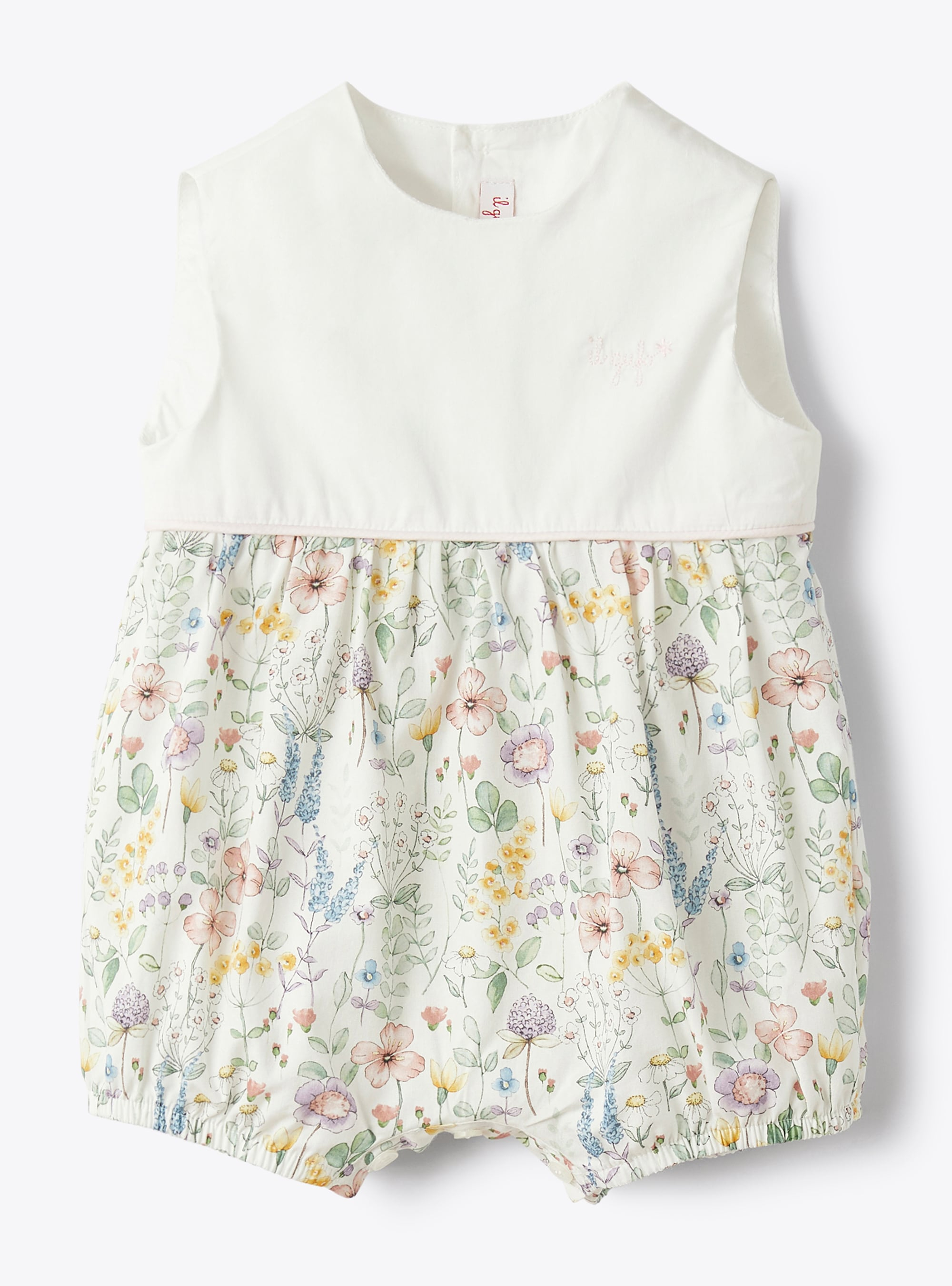 Romper suit in organic cotton with flower print - Babygrows - Il Gufo