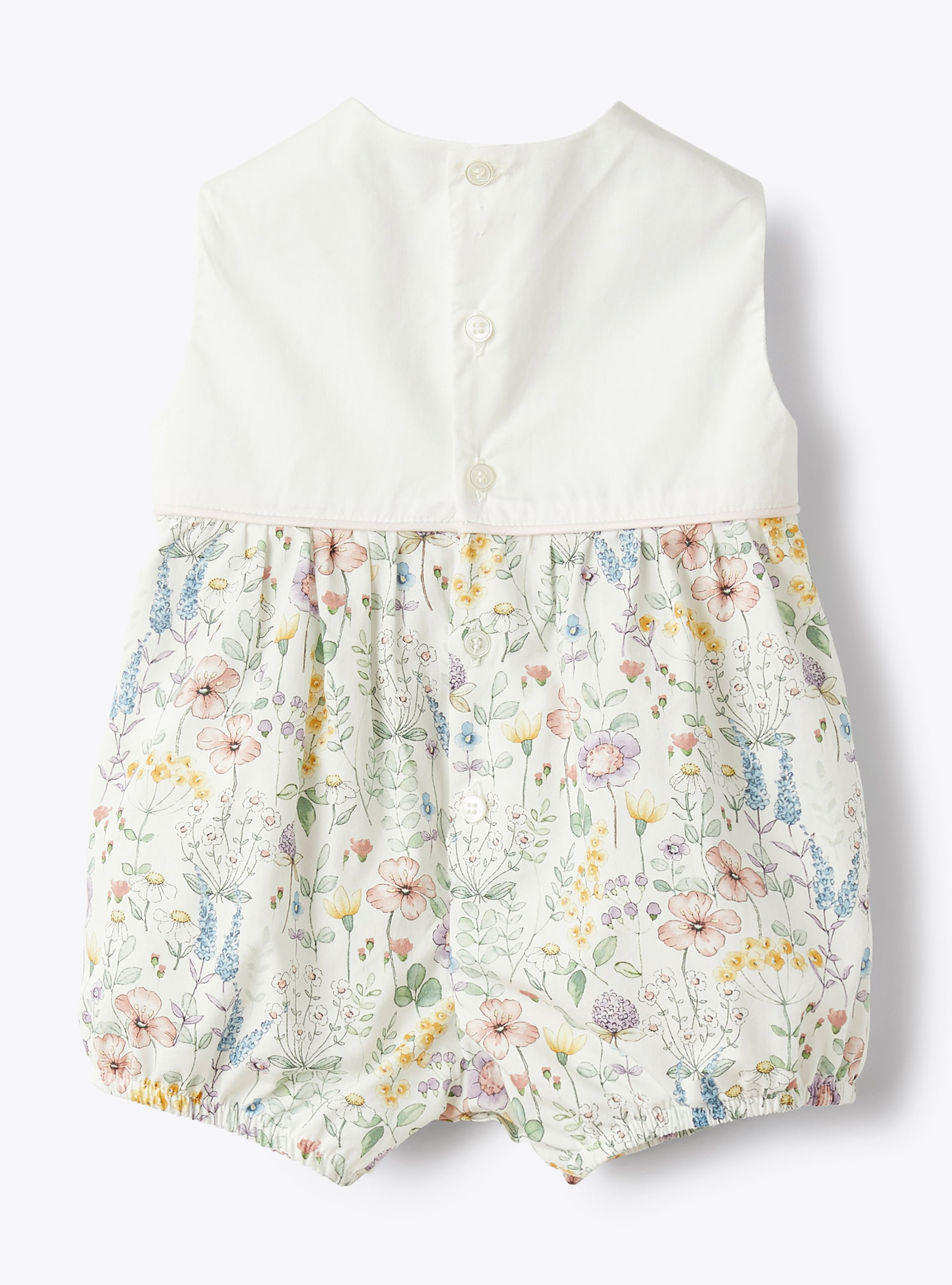 Romper suit in organic cotton with flower print - Green | Il Gufo