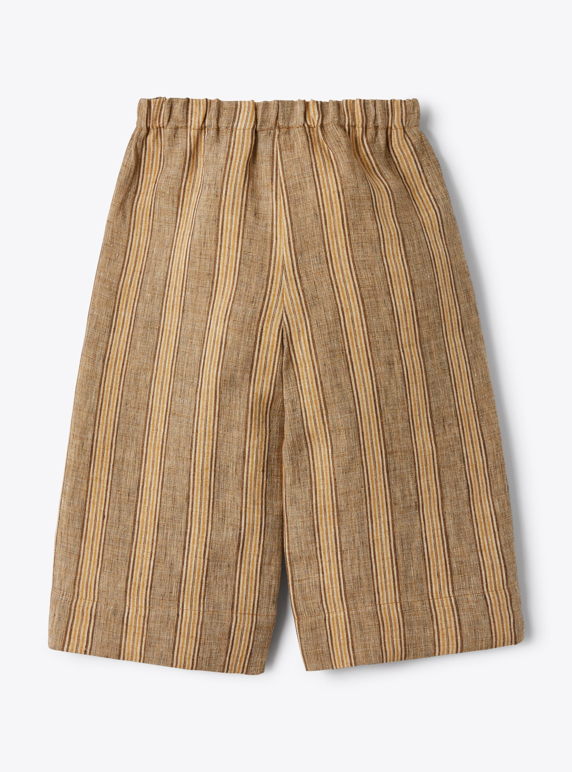 Льняные брюки капри с меланжевым эффектом в полоску орехового цвета - Коричневый | Il Gufo
