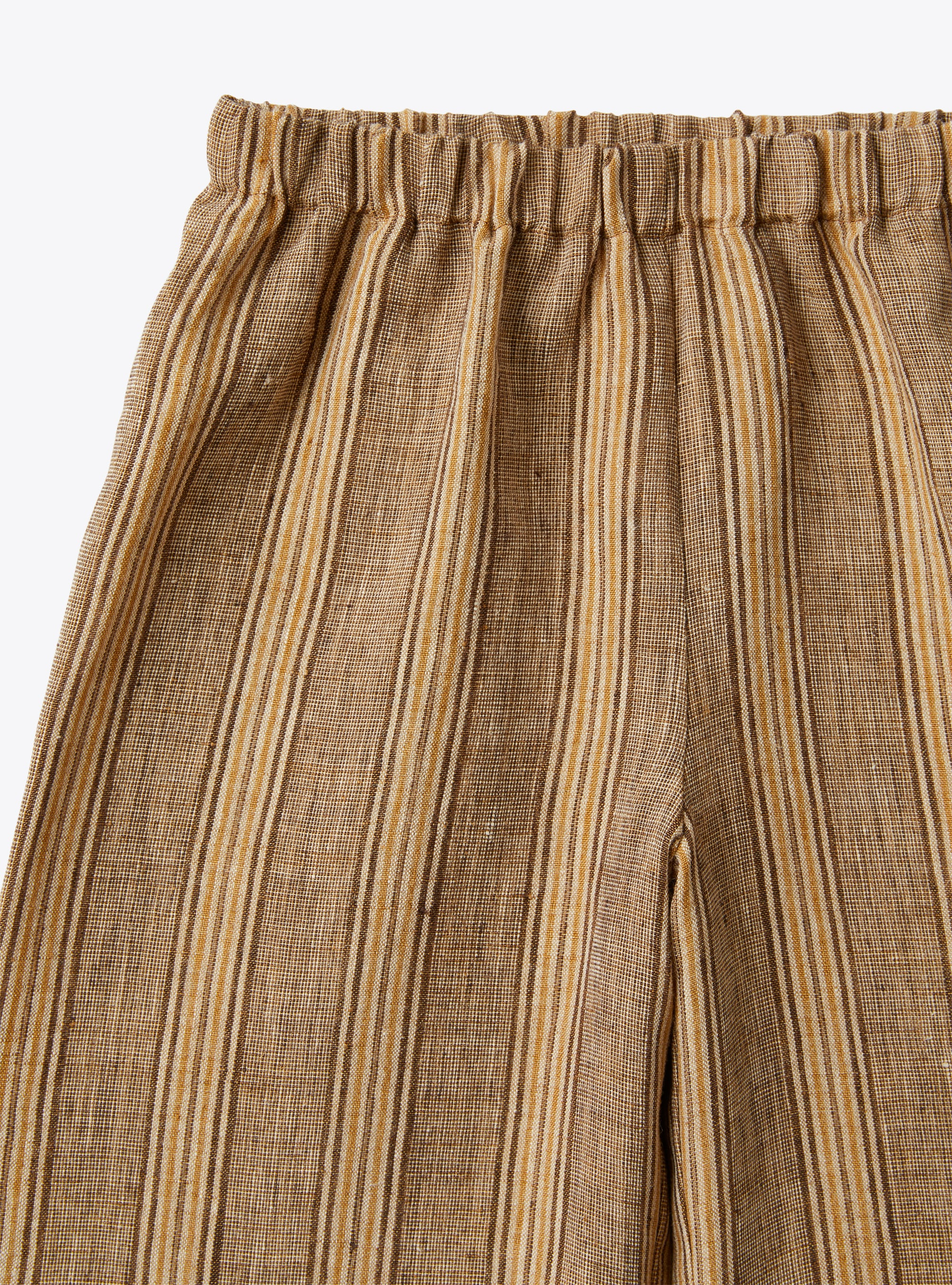 Pantalone capri in lino melange a righe color noce - Marrone | Il Gufo