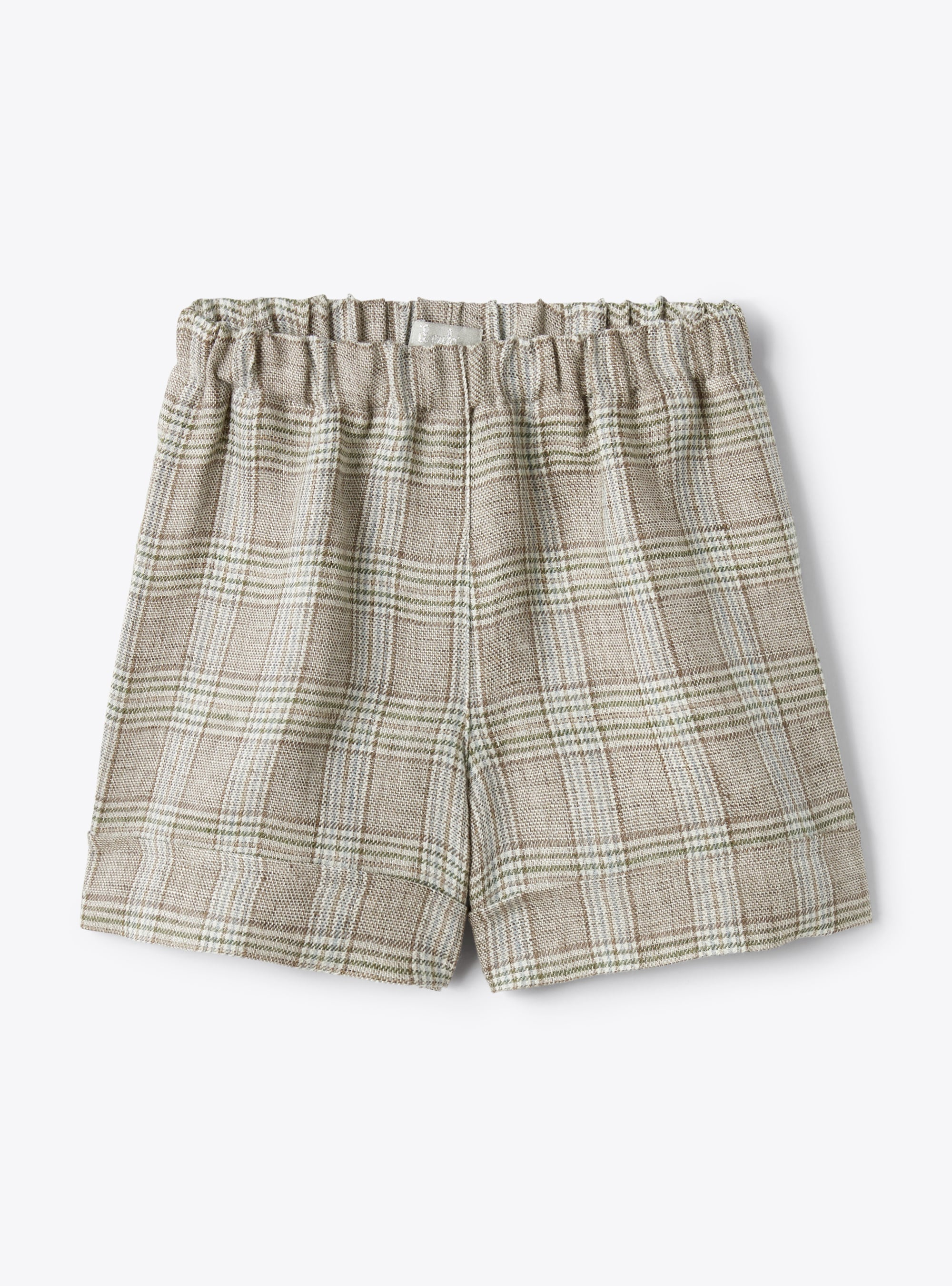 Shorts in Glen-checked linen - Brown | Il Gufo