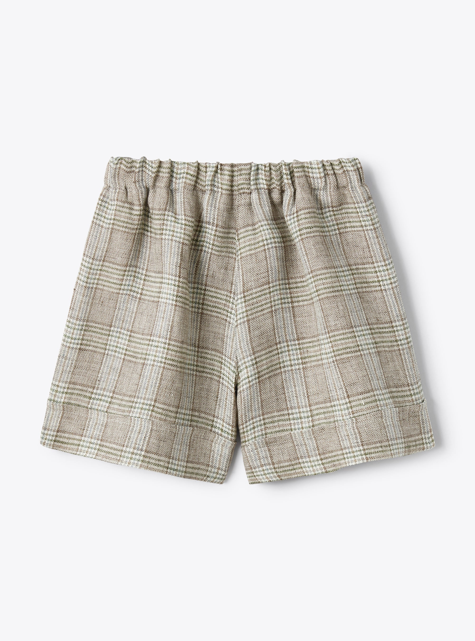 Shorts in Glen-checked linen - Brown | Il Gufo