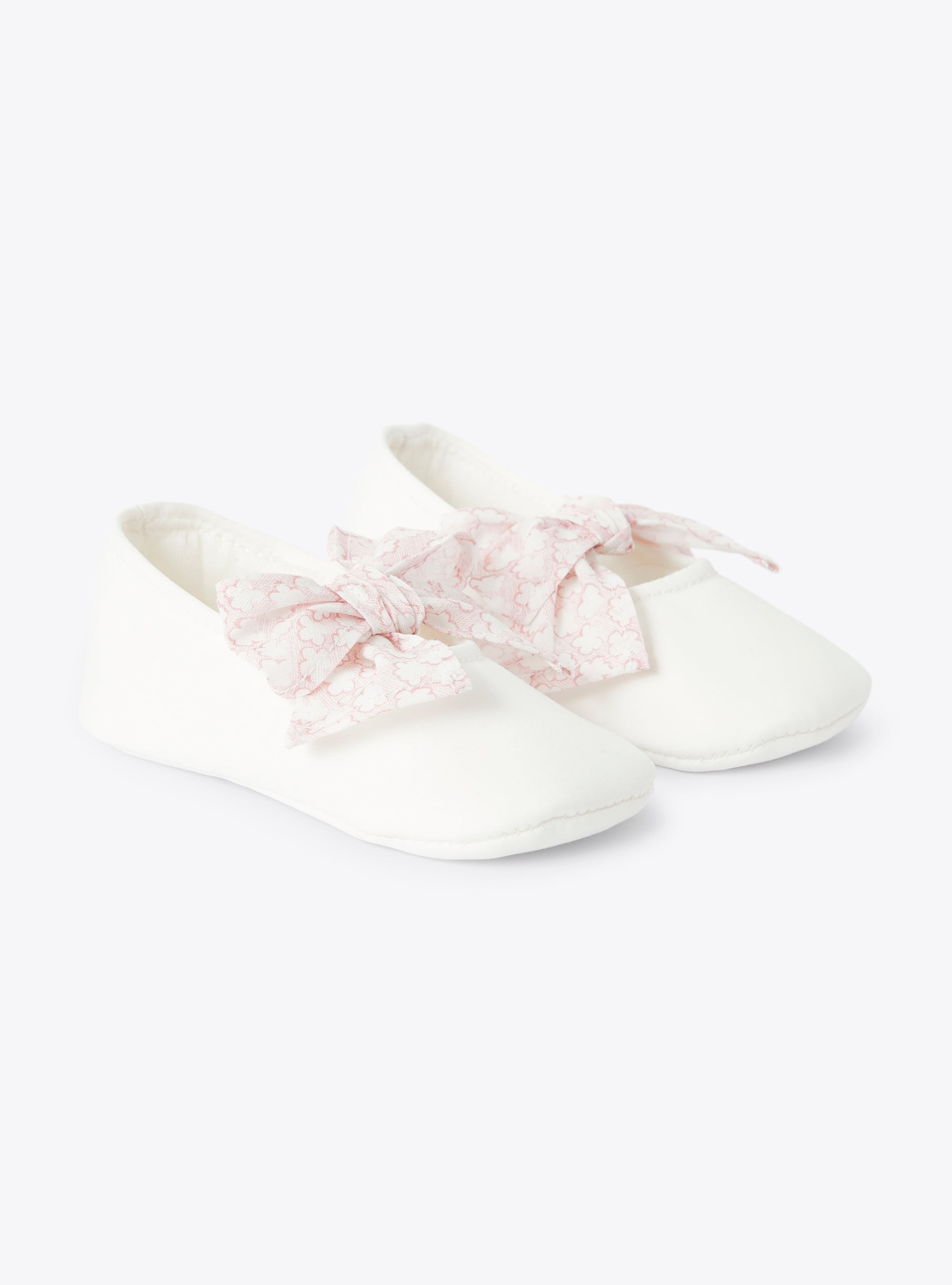 Babyschühchen für Mädchen mit blümchenbedruckter Schleife - Schuhe - Il Gufo