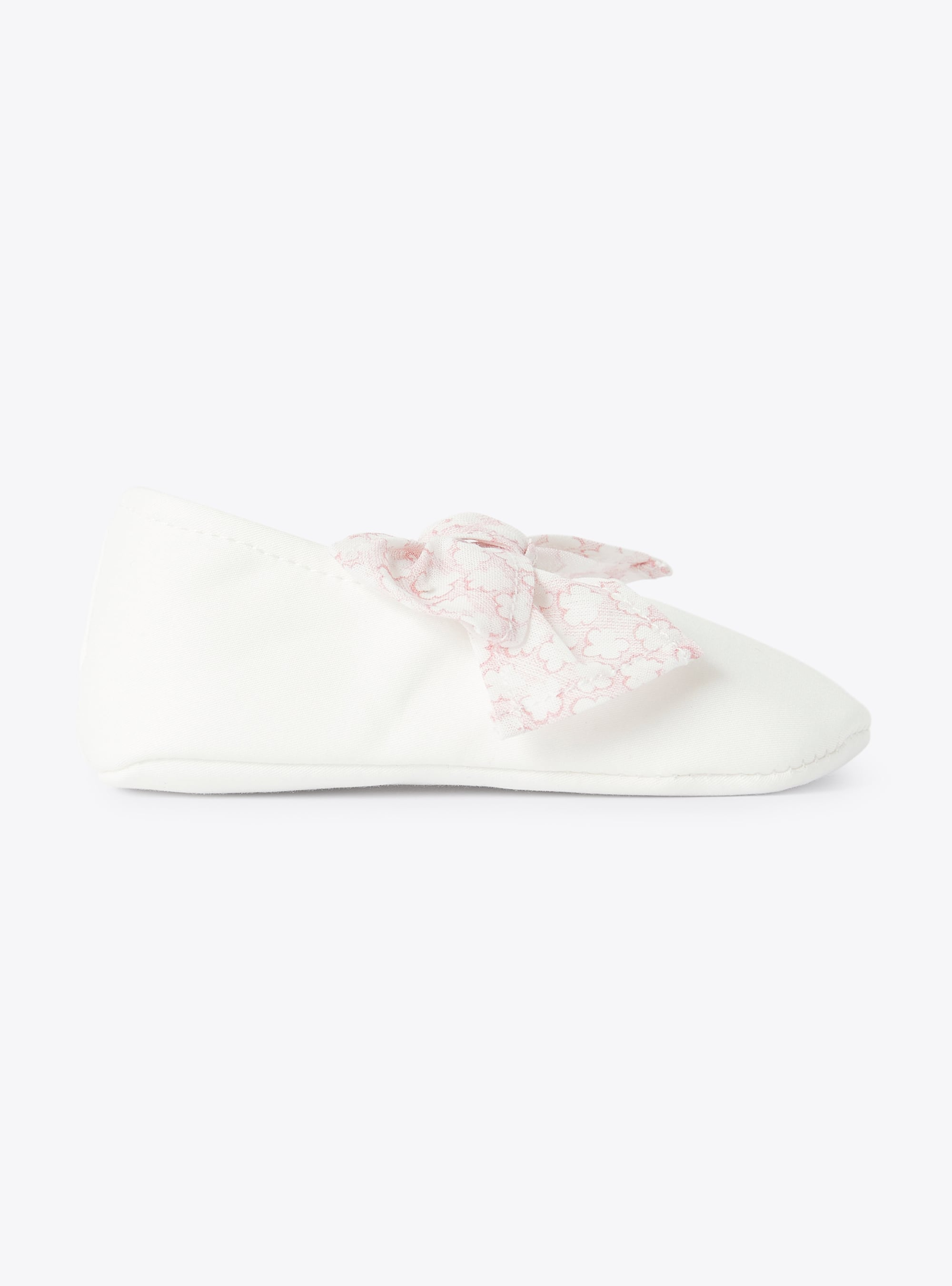 Shoe for baby girls with a floral-patterned bow detail - Pink | Il Gufo